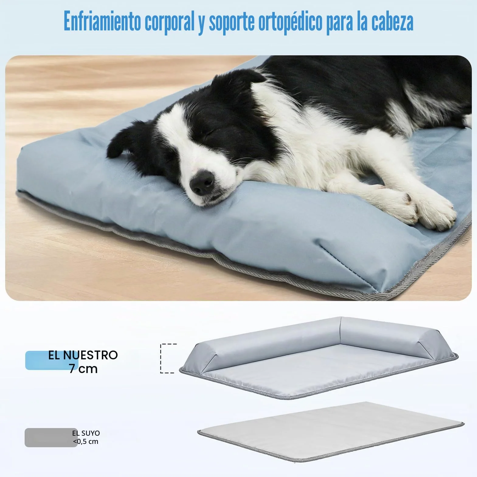 XIAPIA Manta Refrescante para Perros 99x69cm, Alfombrilla Refrescante para Perro y Gatos con Reposacabezas 7cm, Alfombra Fresca Refrigerante de Verano, Colchoneta Perros Impermeable para Casa, Coche