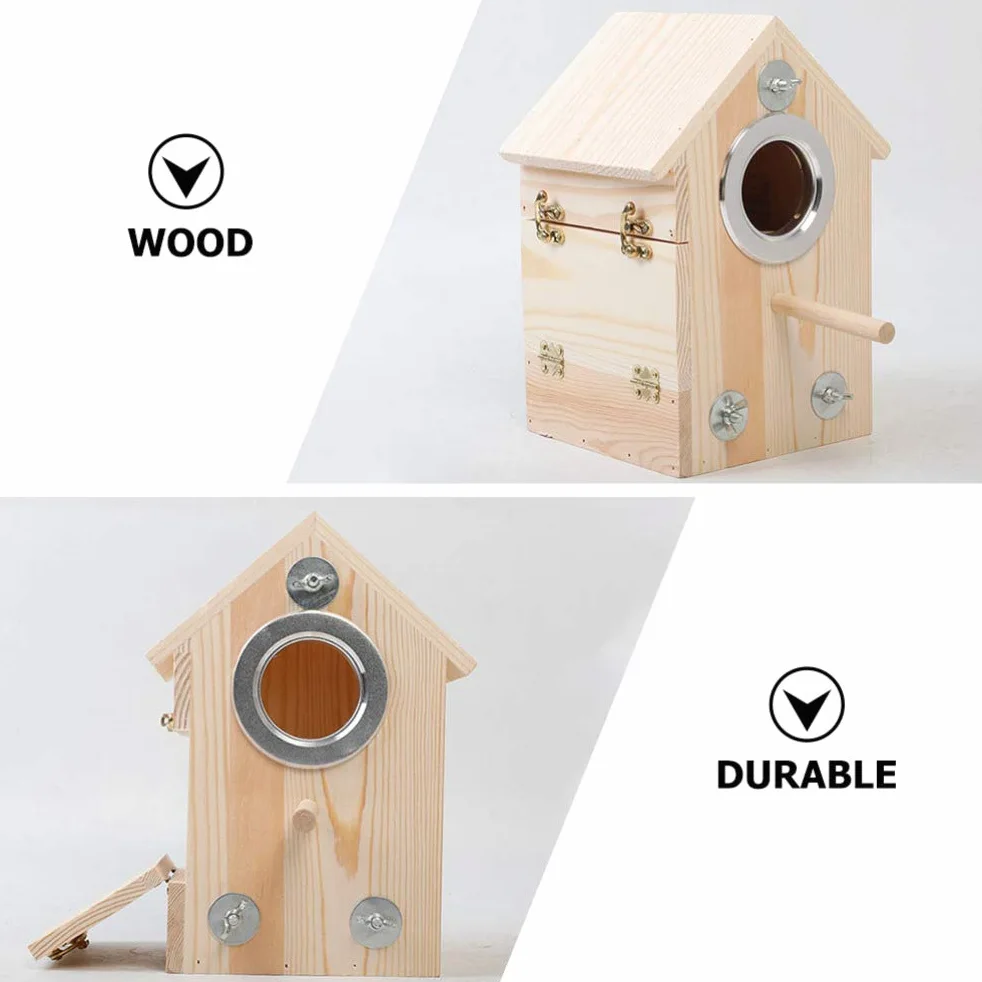 Caja Nido de pájaros de Madera, casa for pájaros, Caja de cría de Loros, Jaula, Nido de pájaros de Madera for Periquito, Periquito, cacatúa, Conure, pinzón Canario, Agapornis/1128