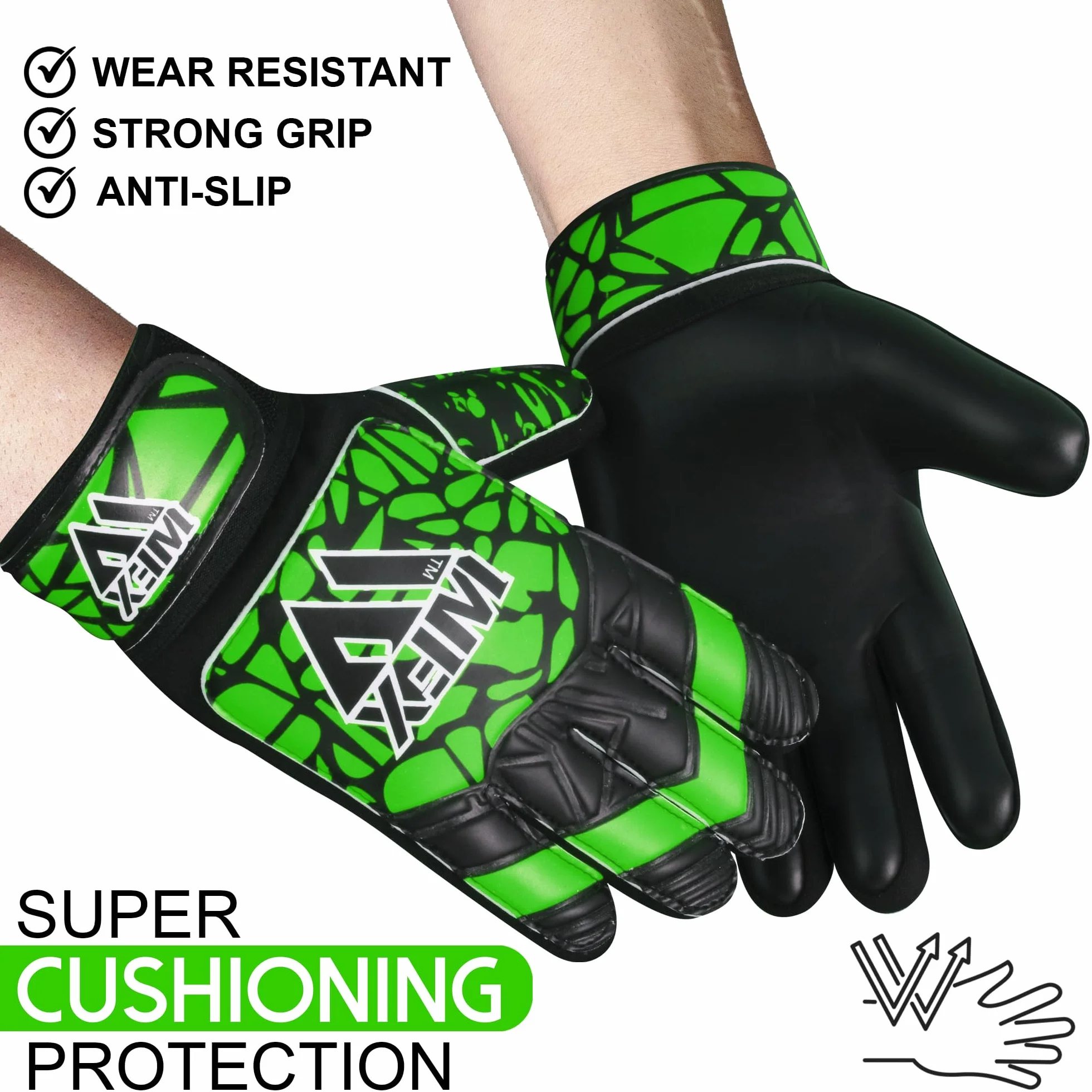 WFX Guantes de portero fútbol niños jóvenes doble soporte muñeca protección palma
