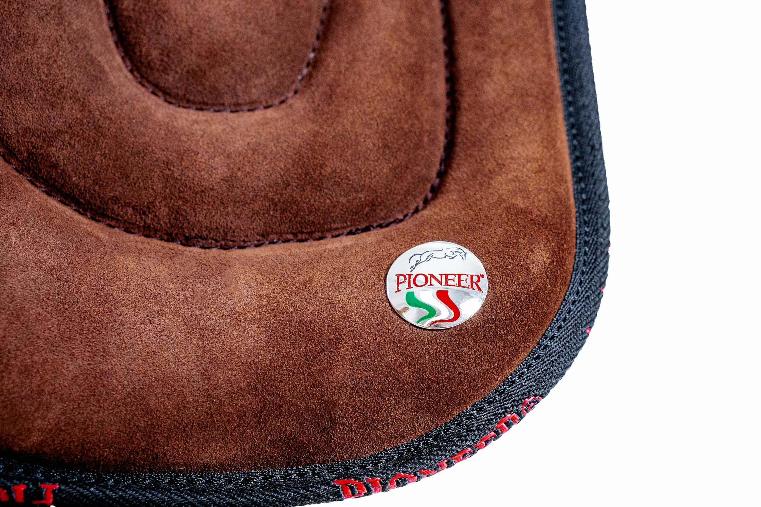 PIONEER Silla de Montar Caballo en Piel de Ante para Monta Natural, Silla de Equitación Hecha en Italia con Acolchado de Ovata y Espuma de Memoria, Bareback 50X45 cm - Cincha de Neopreno - Negro