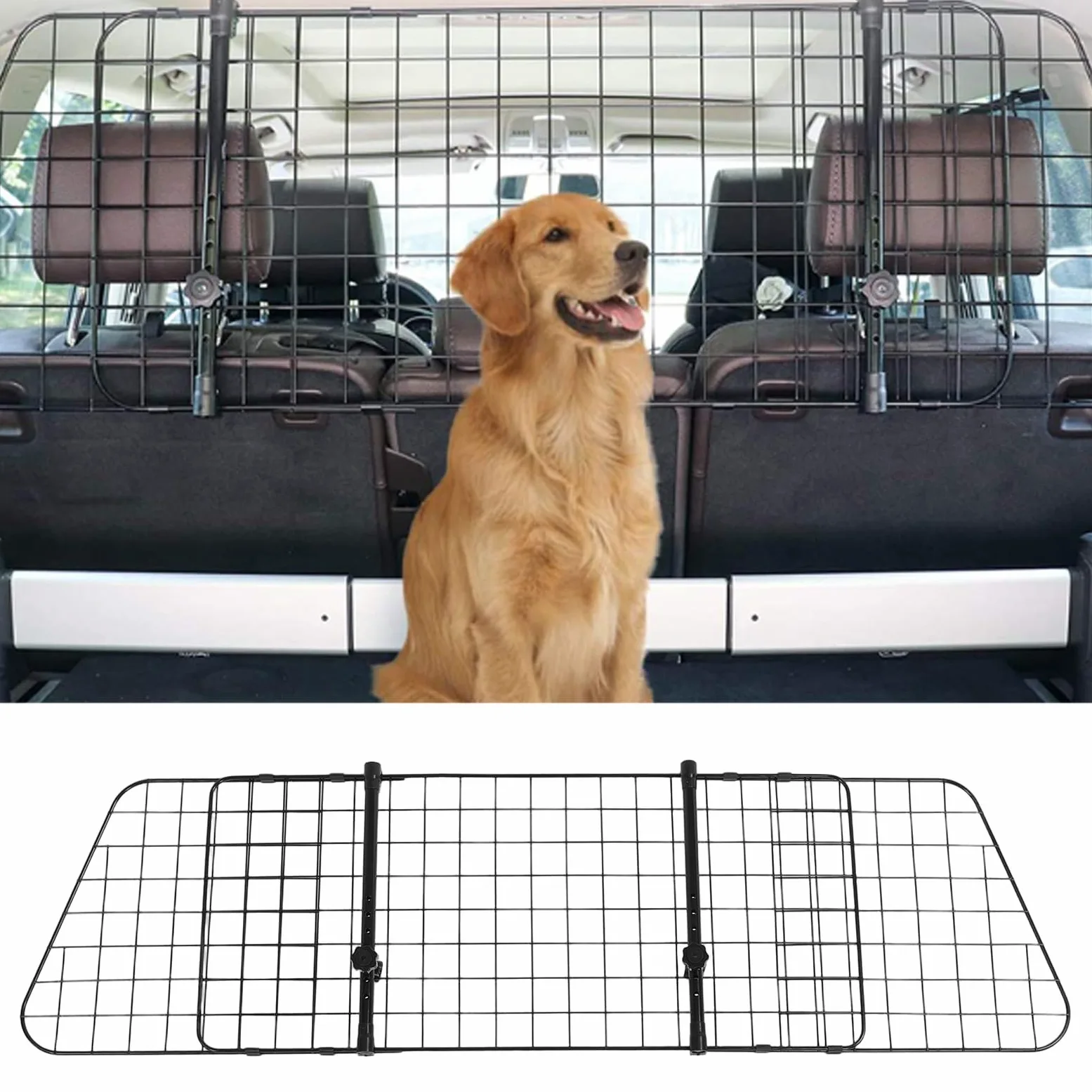 Barreras para Coches para Perros, Protector para Mascotas de Malla de Alambre Ajustable con Revestimiento de Pintura para SUV, Camiones, Sedanes y Hatchbacks