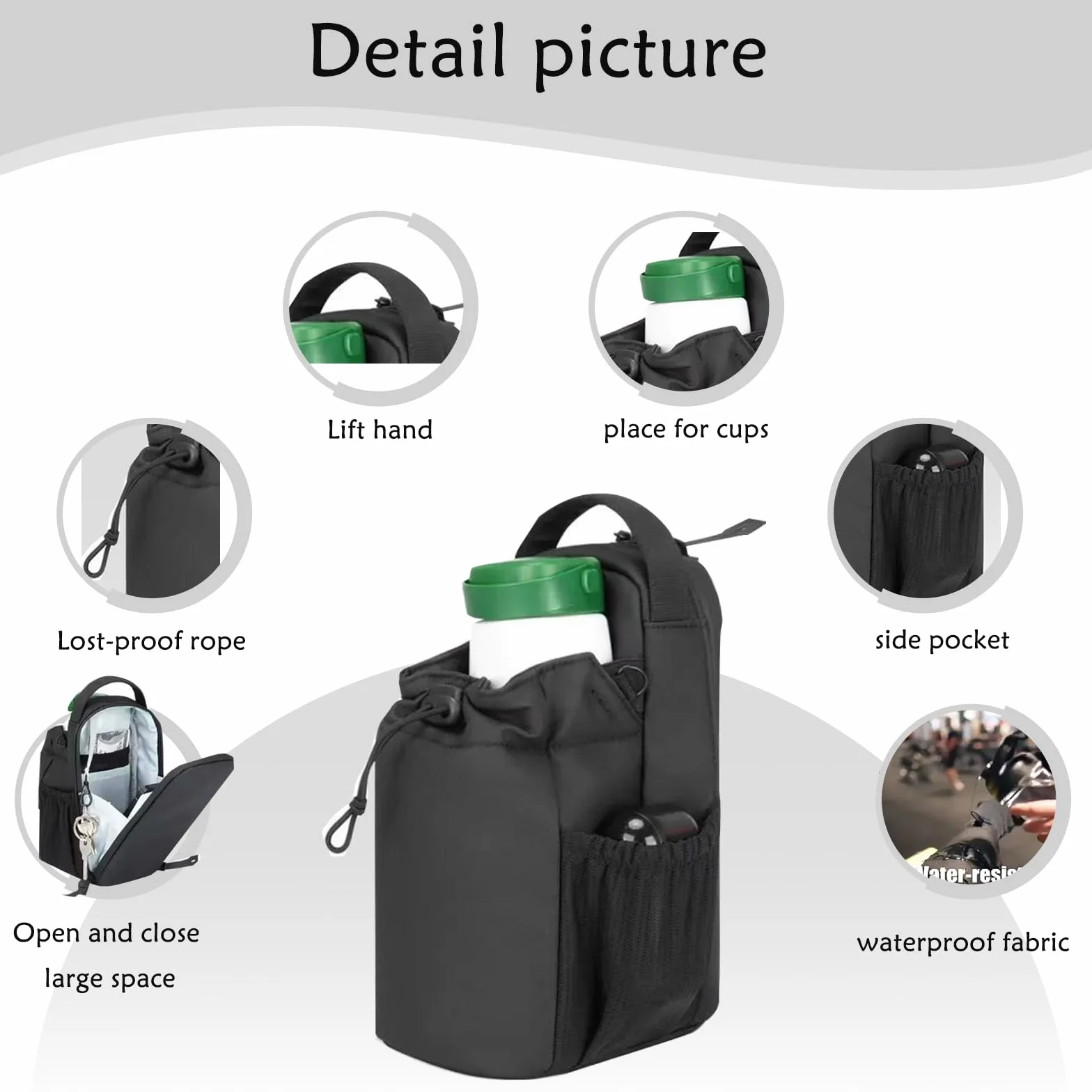 Bolsa magnética para botella de agua 1,5 L para gimnasio, deporte, con correa ajustable