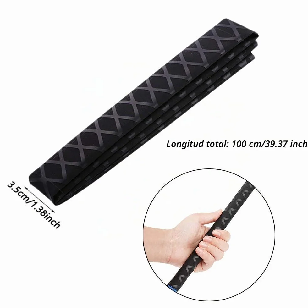Tubo Termorretráctil Antideslizamiento Fundas Cinta Adhesiva Raqueta Calor Encoger Agarres Antideslizantes para Raquetas de Tenis y Caña de Pescar (Negro, 3,5 x 100 cm)