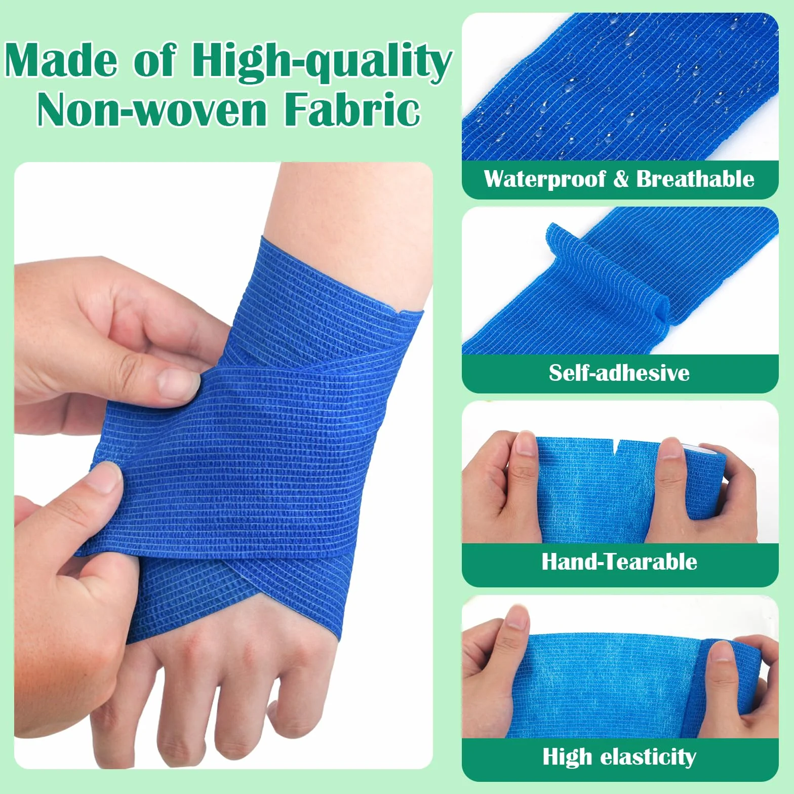 Vendas Autoadhesivas 5cm x 4,5m Telas No Tejidas Venda Cohesiva Elástica Vendaje Primeros Auxilios Deportes