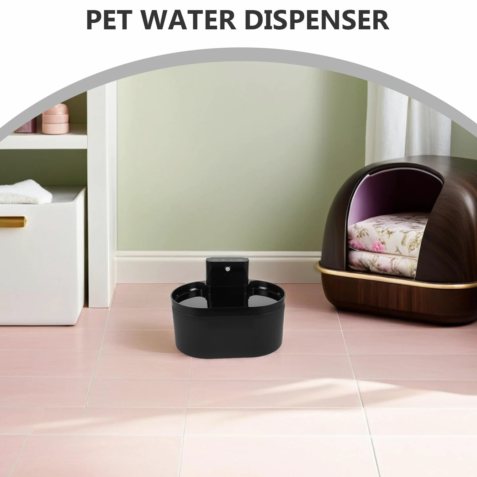 BESPORTBLE Dispensador Automático de Agua para Mascotas Pequeñas de 2.2l, Bebedero Inteligente con Sistema de Circulación y Relleno Automático, Plástico Negro Adecuado para Perros y Gatos