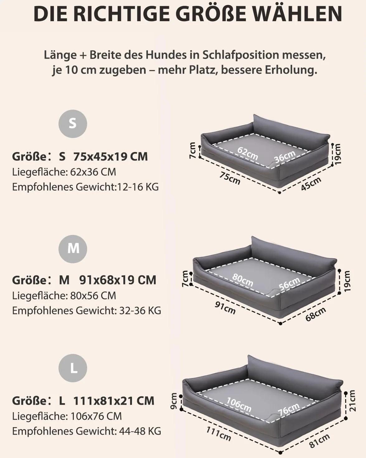 Ortopédica Cama Perro Medianos, Sofá Perro de Cuero Sintético Impermeable–91x68 cm, Espuma de Huevo, Cama para Perros Desenfundable y Lavable, Colchon Perro Antideslizante, Gris
