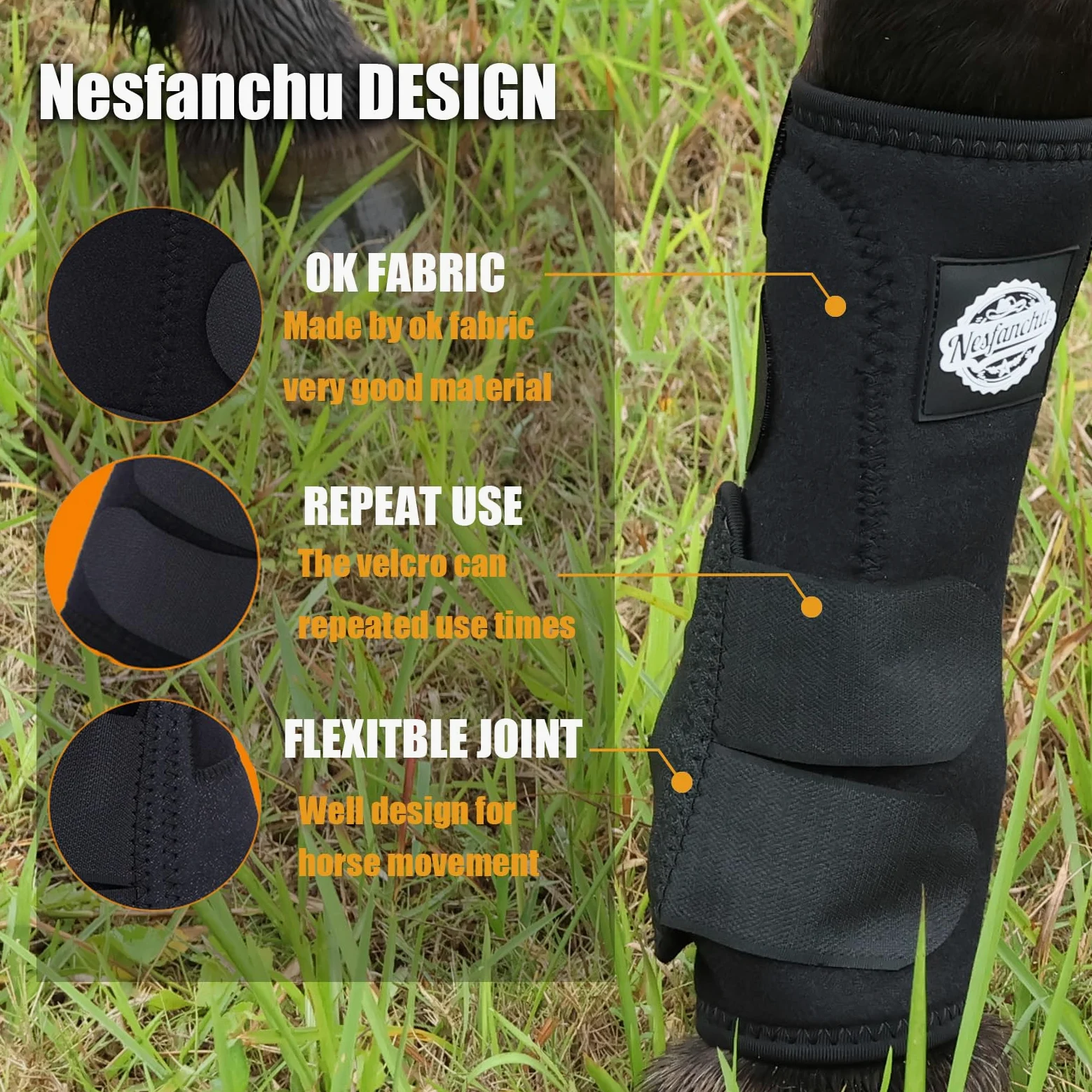 Botas protectoras para caballos de medicina deportiva, protección y amortiguador, adecuadas para entrenamiento de salto y senderos, 2 unidades, diseño de material transpirable (negro