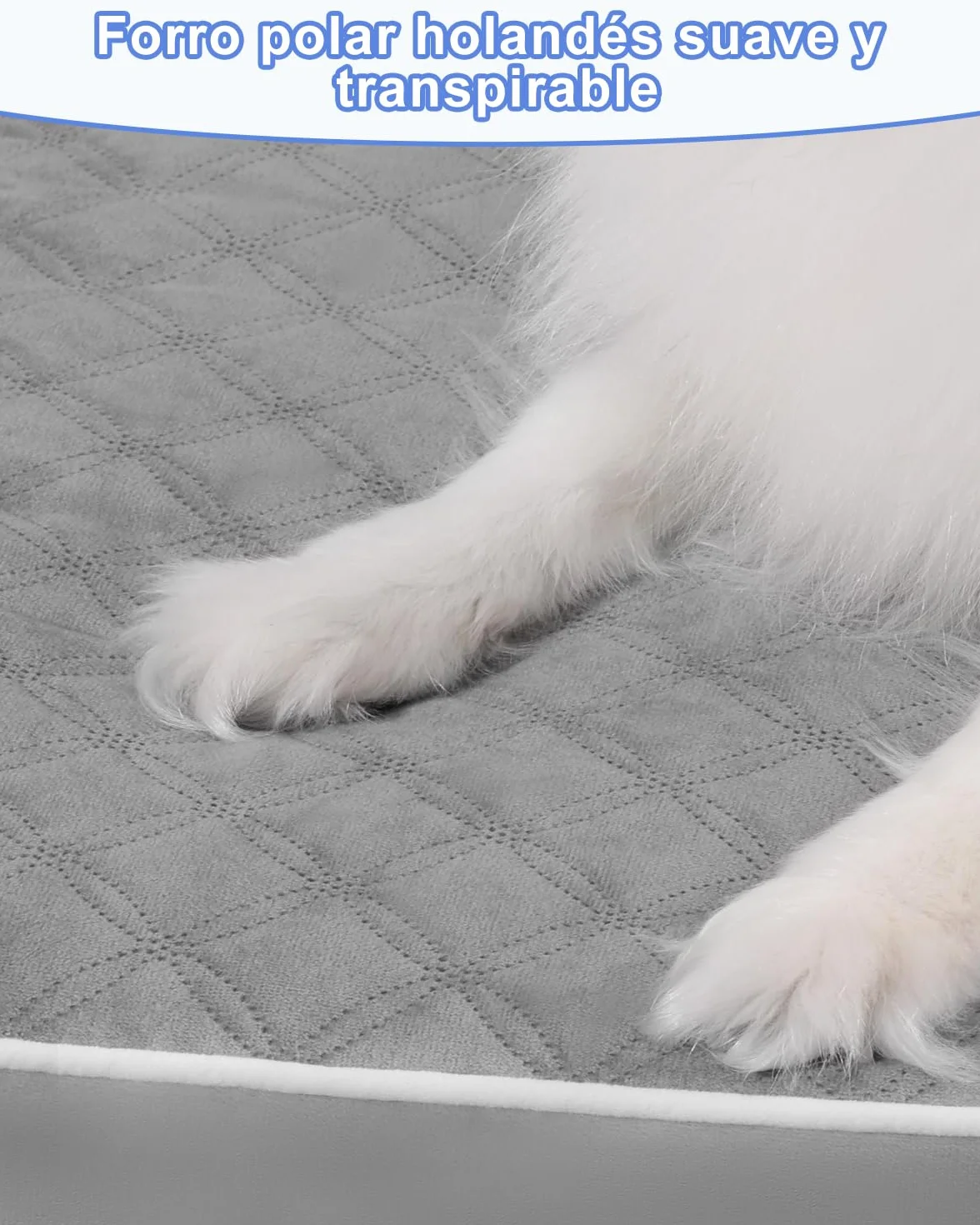 KSIIA Cama para Perros Medianos Ortopédica, Colchón Perro Lavable, Colchoneta Perro Impermeable, Dog Bed con Funda Extraíble, Gris, 88x55x7cm