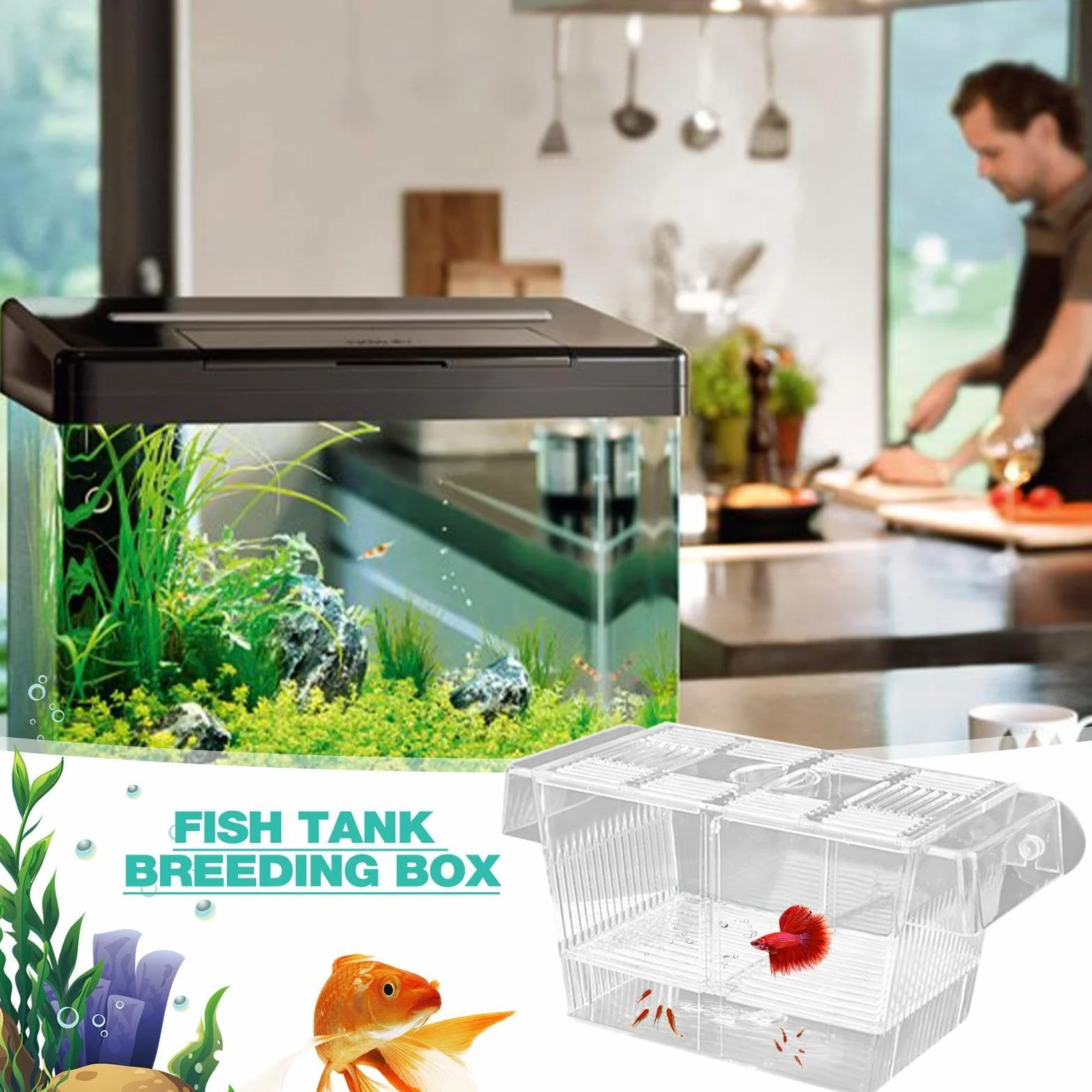 Genérico Caja De Cría De Peces, Paridera Acuario, Caja De Cría De Acrílico, Divisor De Pecera, para Camarones Betta Guppy