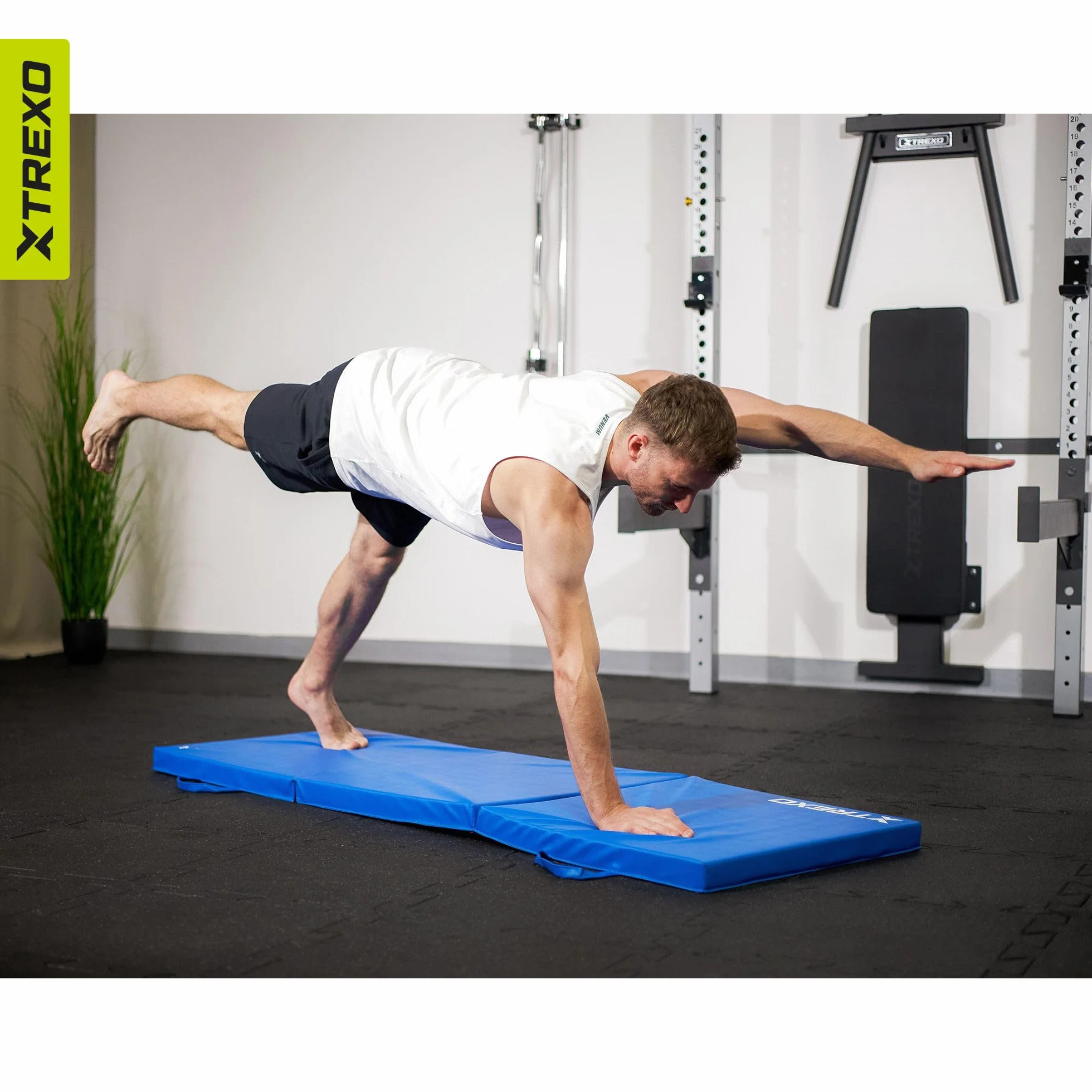 XTREXO Colchón de gimnasia plegable 180x60x5 cm 3 piezas funda de piel ecológica espuma de polietileno