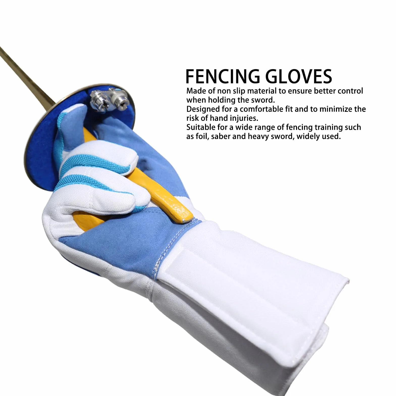 Guantes de esgrima para espada, florete y sable, tejido de punto, lavables, profesionales, talla S