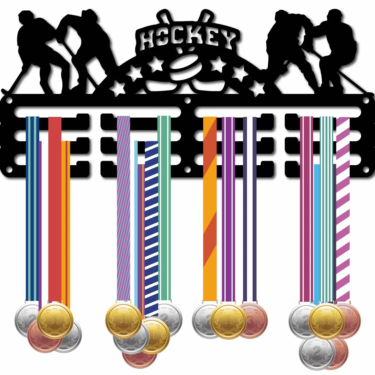 CREATCABIN Soporte Medallas Hockey, Colgador Deportivo, Estante 29x13cm Negro
