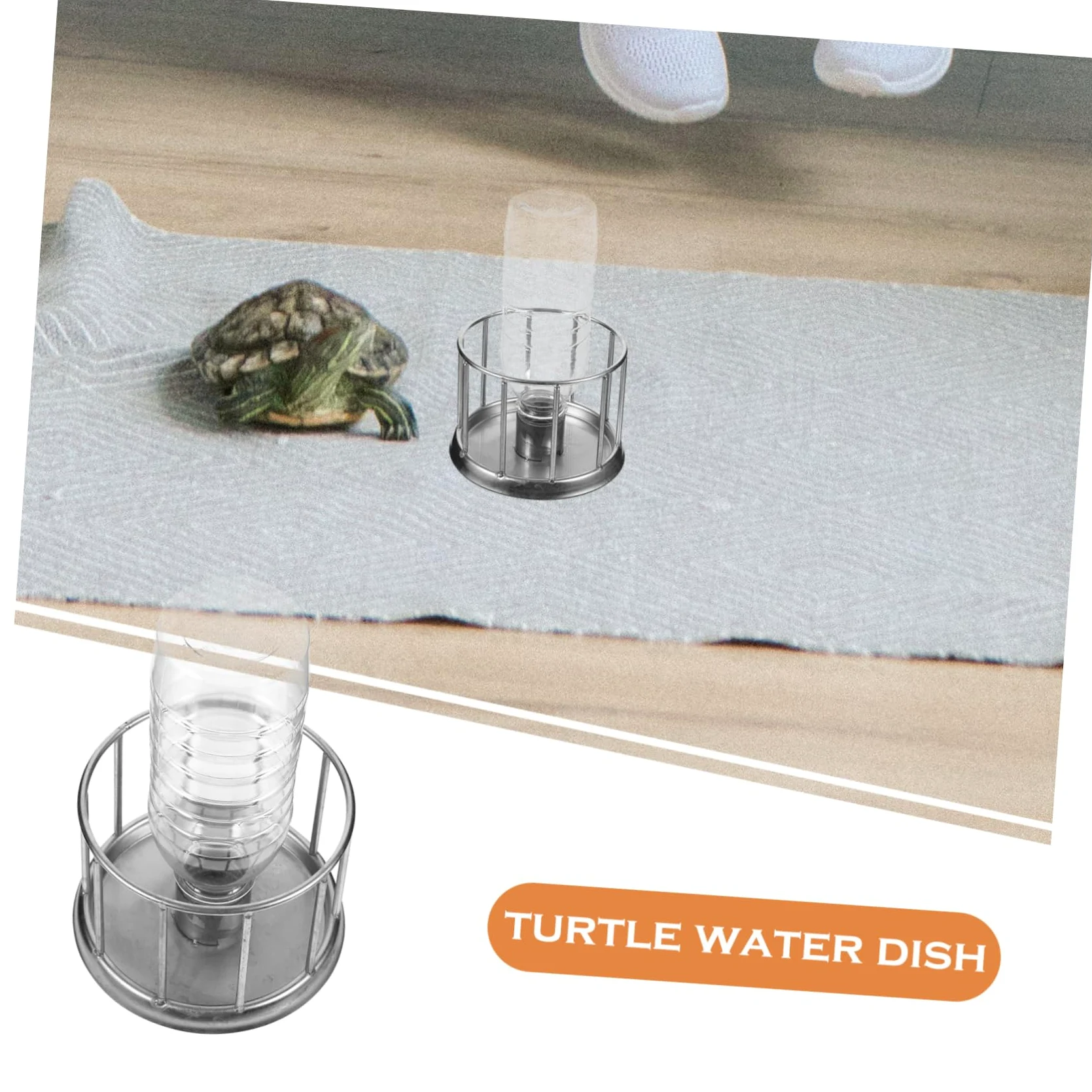 BESPORTBLE 4piezas Comedero De Agua para Tortugas Inoxidable Plato Mini Multifuncional para Reptiles y Tortugas Cuenco y Práctico para Alimentación y