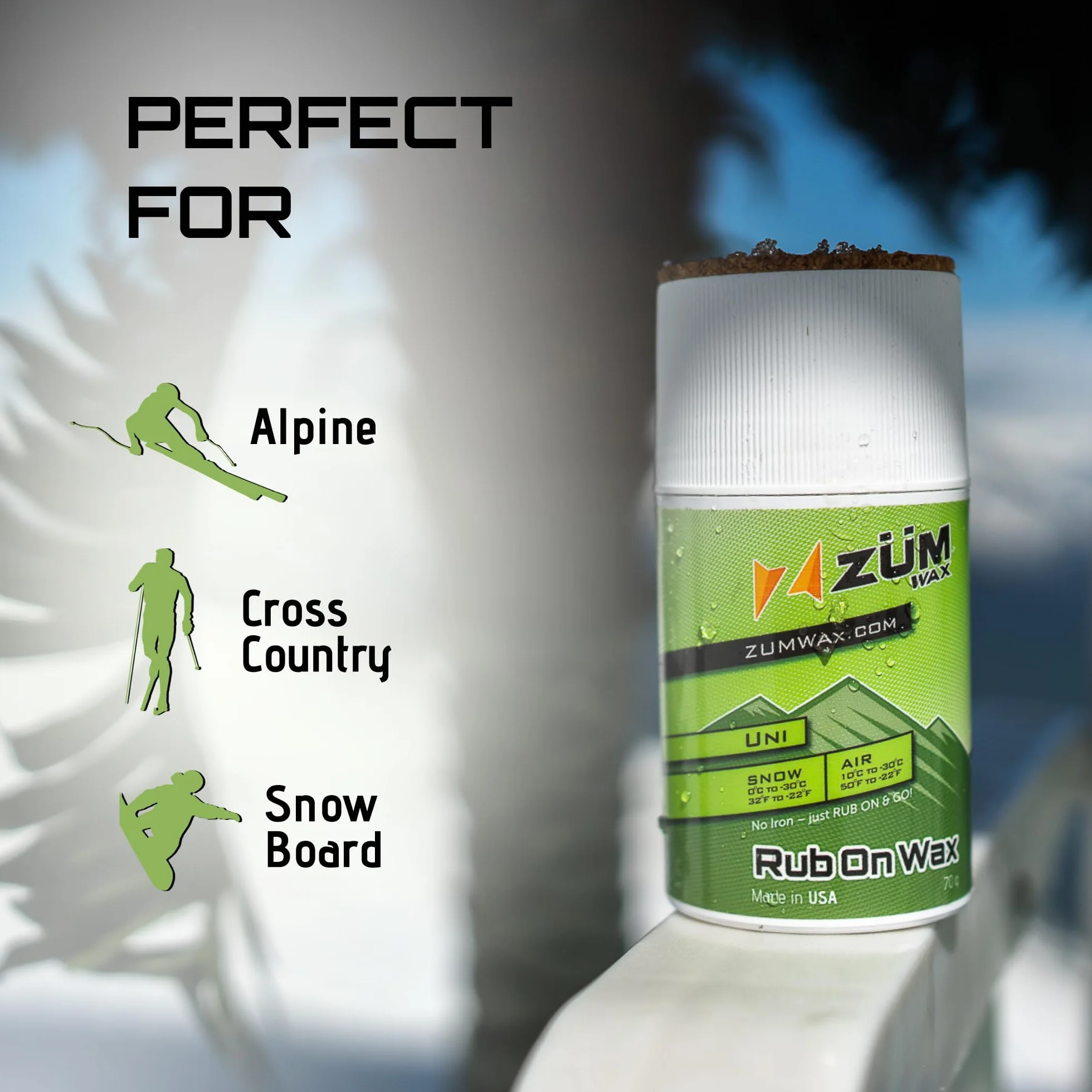 RUB ON Wax Ski Snowboard All Temperature Universal 70 gramos