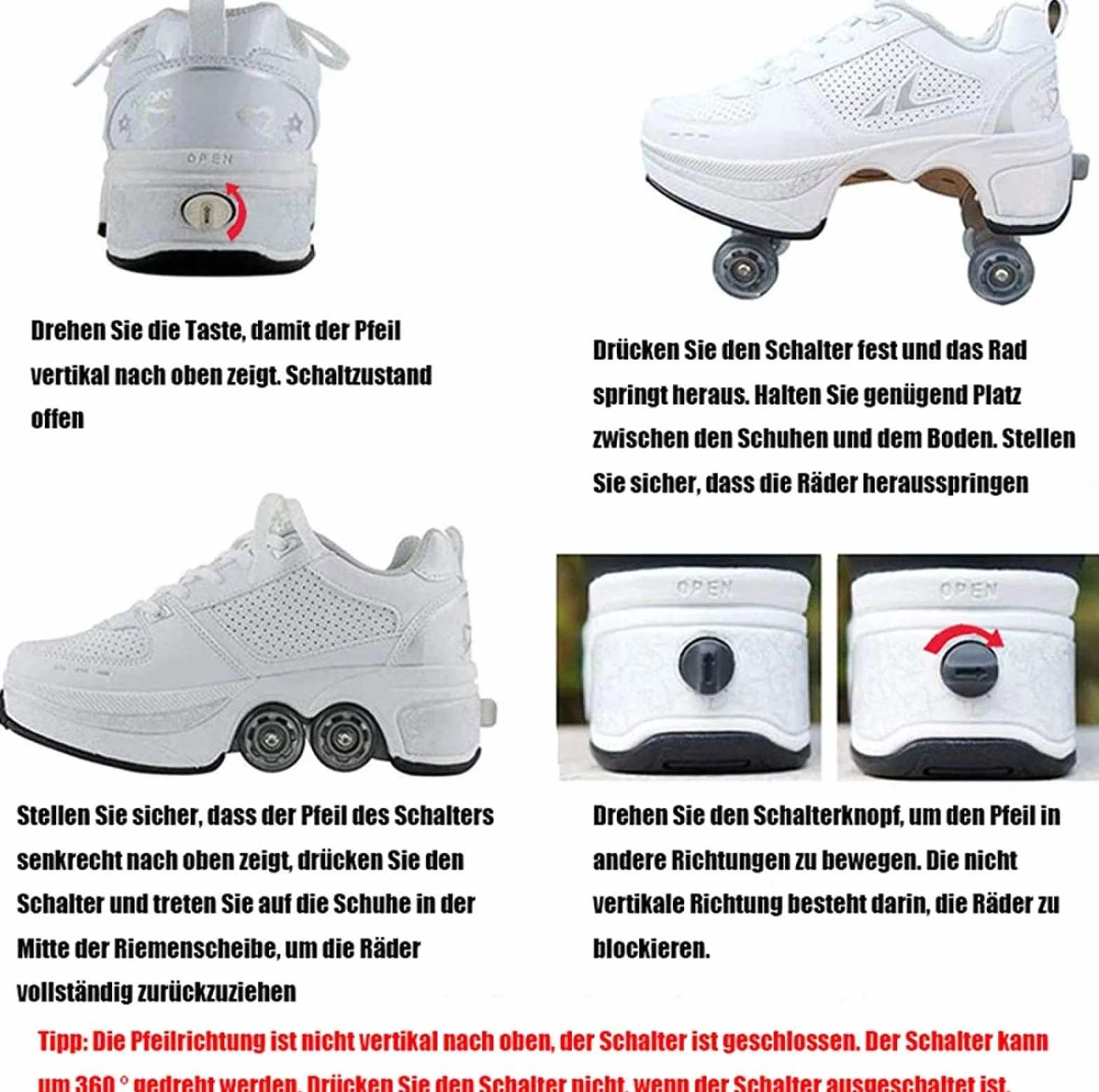 Zapatos con Ruedas para Niños y Niñas Deformación Automática Calzado de Skateboarding EU36