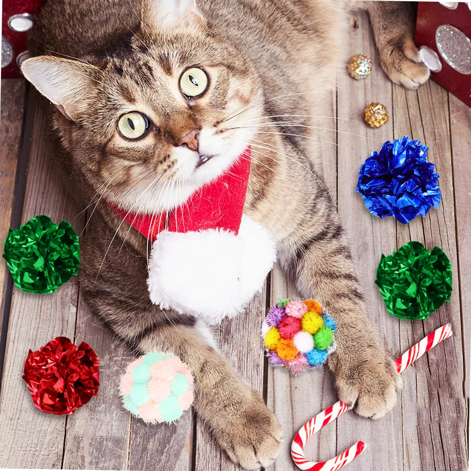 Kisangel 125piezas Gatos Bolas De Peluche con Sonido y Crinkle Interactivos Gatitos y Gatos Diversión y Ejercicio Casa