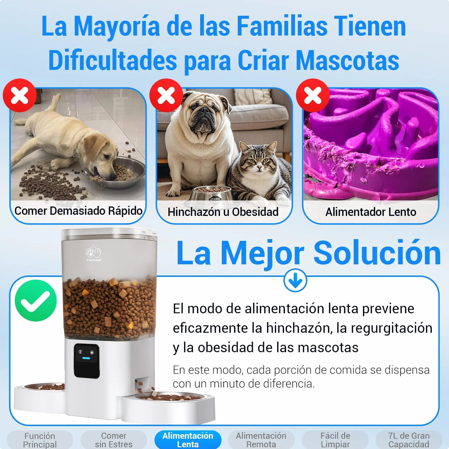 Comedero Gato Automatico Doble WiFi: 5G Dispensador Comida Gatos con Alimentación Lenta y Control por App, Comedero Perro Automatico de 7L para Varias Mascotas, Fácil de Limpiar(ACF190W-C)
