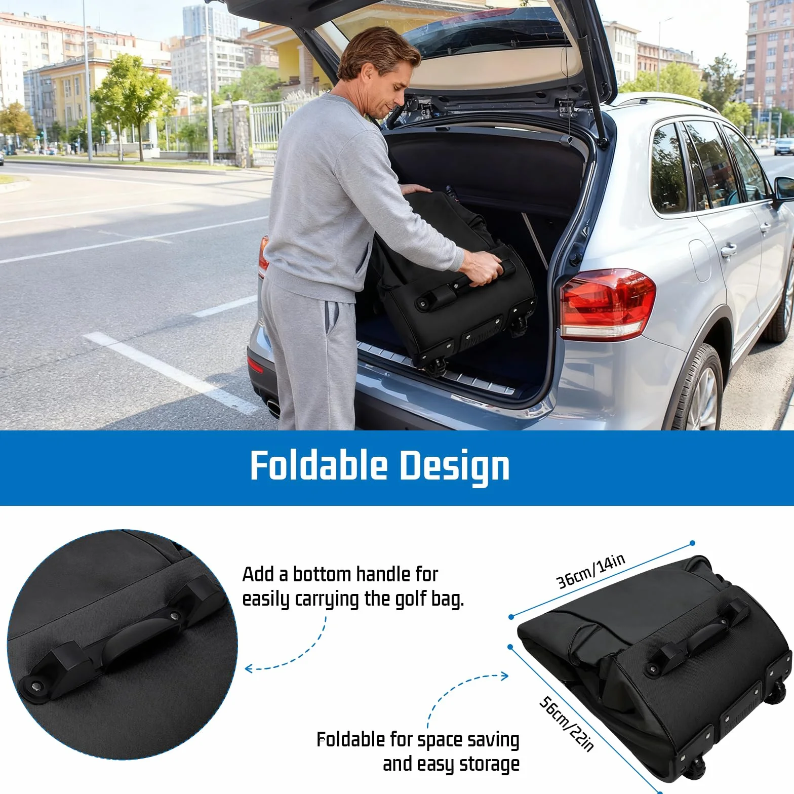 Fundas de Viaje para Golf con Ruedas, Estuche de Vuelo, Tela Oxford 900D Impermeable