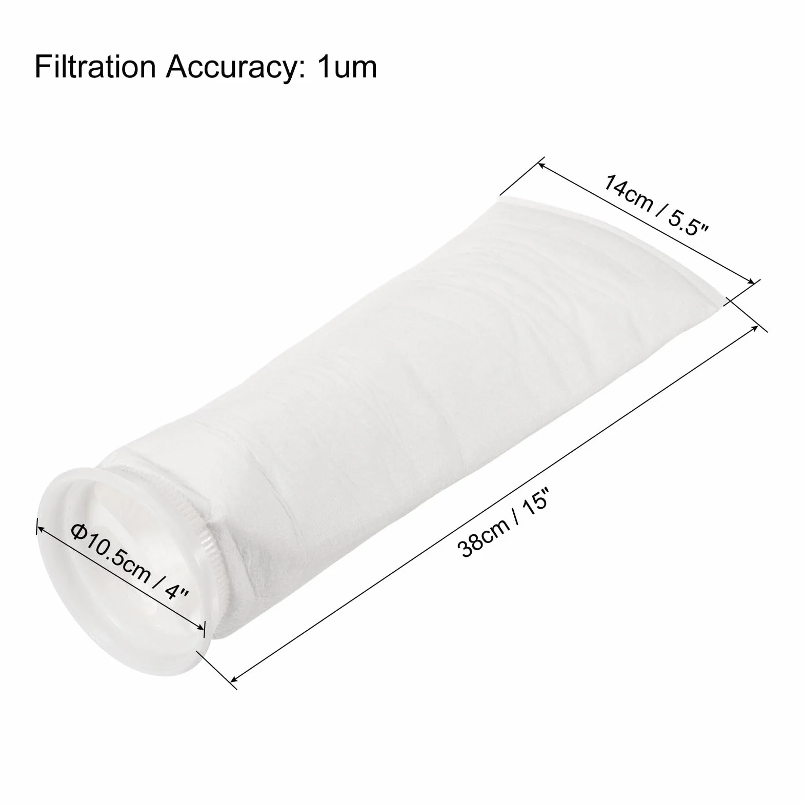 PATIKIL 4 Pulgadas Anillo Filtro Calcetines 1 Micras, Malla Bolsas Piscina Espumadera Cesta, Blanco
