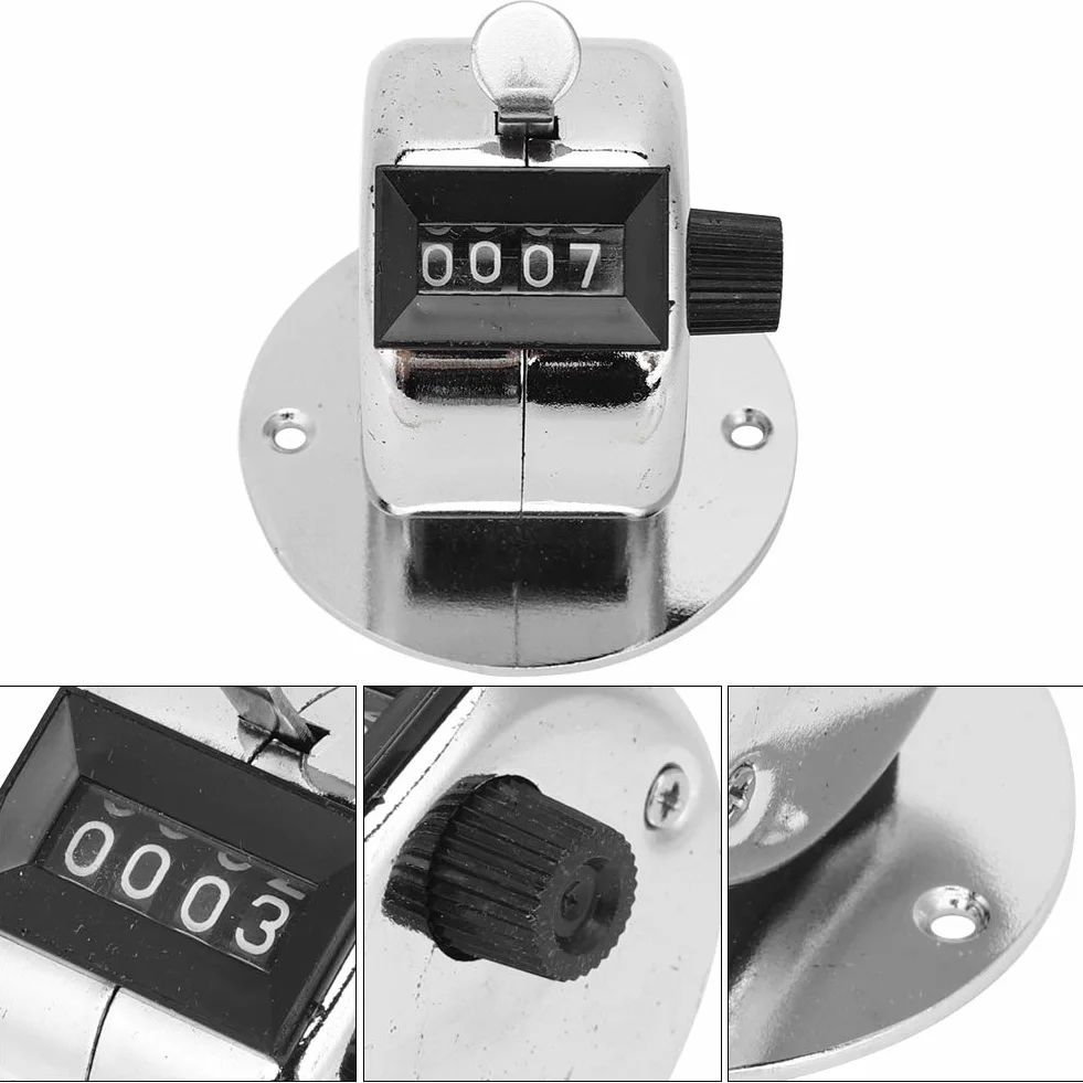 Contador Manual Mecánico 4 Dígitos Clicker Portátil Acero Inoxidable