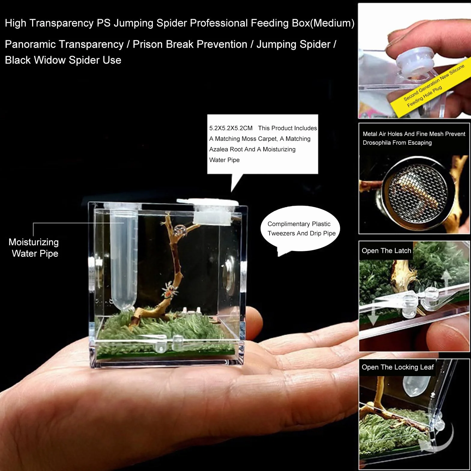 Caja de cría de 1 Piezas - Acrílico Transparente Reptil Habitat Case, para Spider Lizard Geckos Caracoles,Estuche de Terrario para Mini Mascota, Serpiente, Araña, Tarántulas, Molino