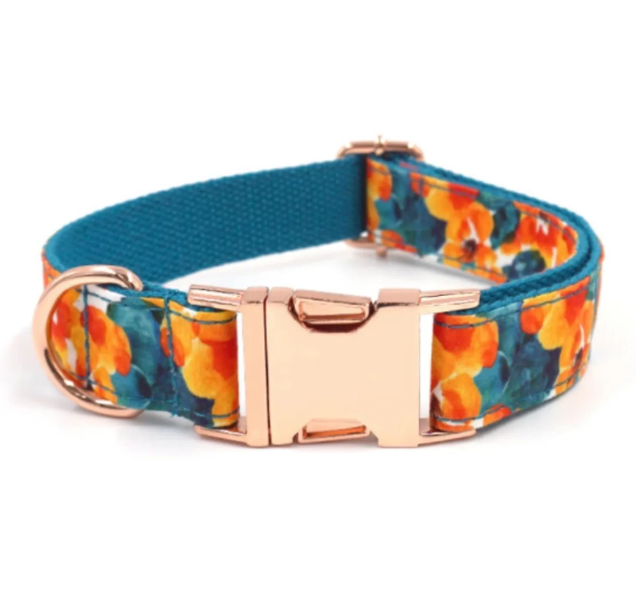 Correa Perro Correr Conjunto de Correa Cuello Mascota Oro Rosa Impreso Collar cómodo Suministros para Mascotas Perro Suave Antideslizantes Reforzada(23-30cm)