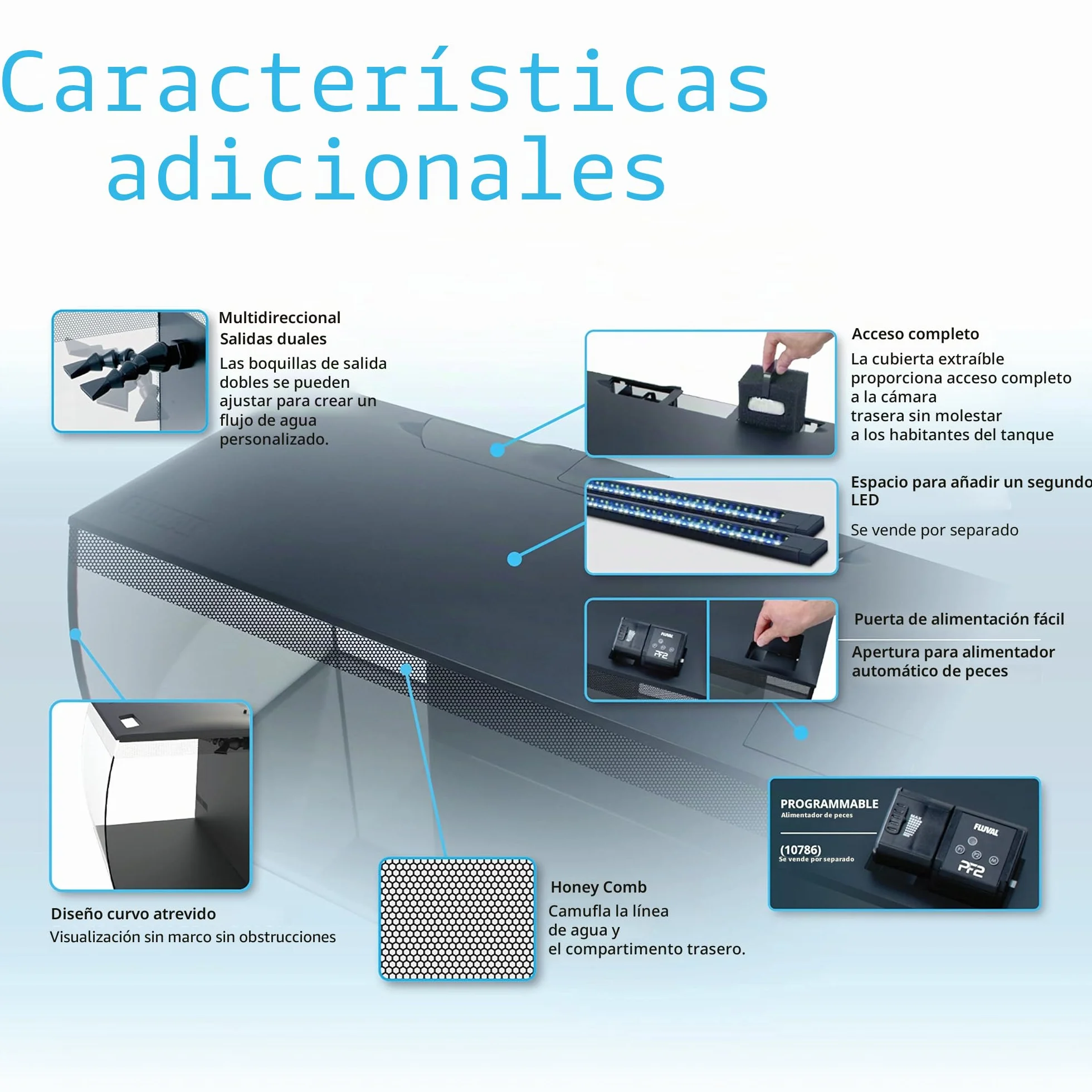 Fluval Acuarios de Vidrio, 1 Unidad 4000 g, NEGRO