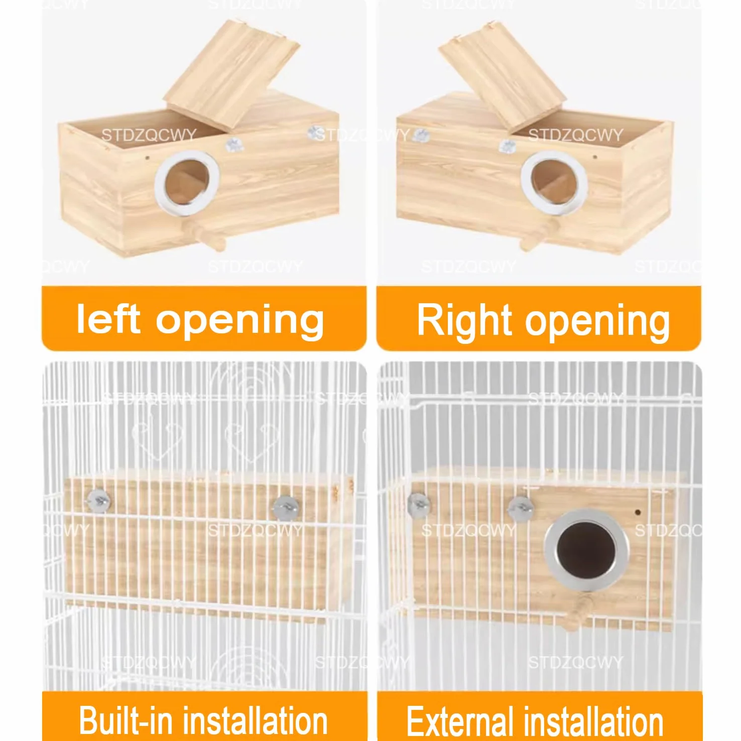 Caja Nido Resistente, Caja Nido para Periquitos, Caja Nido para Pájaros, Jaula, Casa De Madera, para Agapornis Pinzones, Periquito Cacatúa, Loro Conure, Planeador del Azúcar, Ardilla, Rata, Pinzón