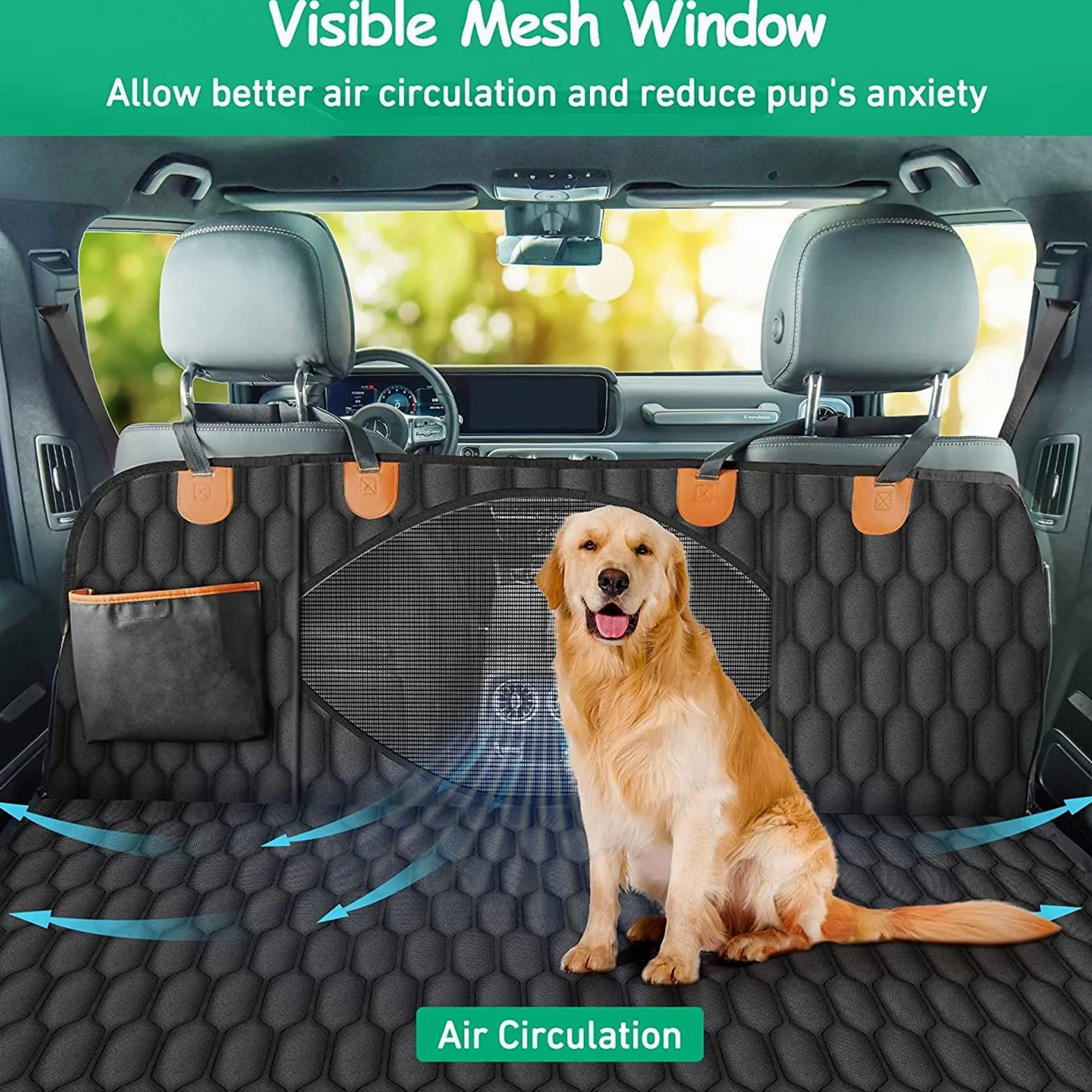 Funda Asiento Coche Perros Y Cinturón De Seguridad,Protector Asiento Coche Perro con Malla,Impermeables Y Antideslizantes Alfombrilla Coche Perro para Coche, Camiones, SUV