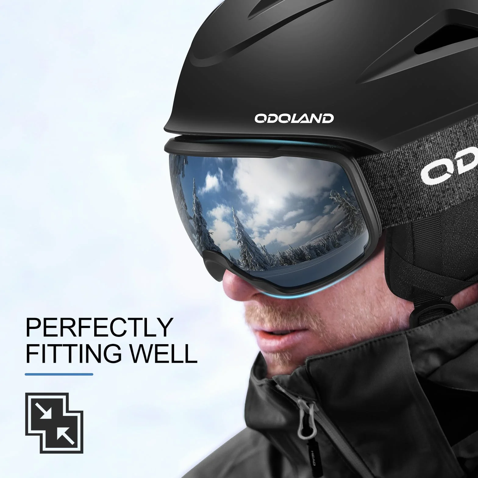 Odoland Casco de Esquí con Gafas, Casco de Nieve Ajustable Ligero para Snowboard y Esquiar Adultos