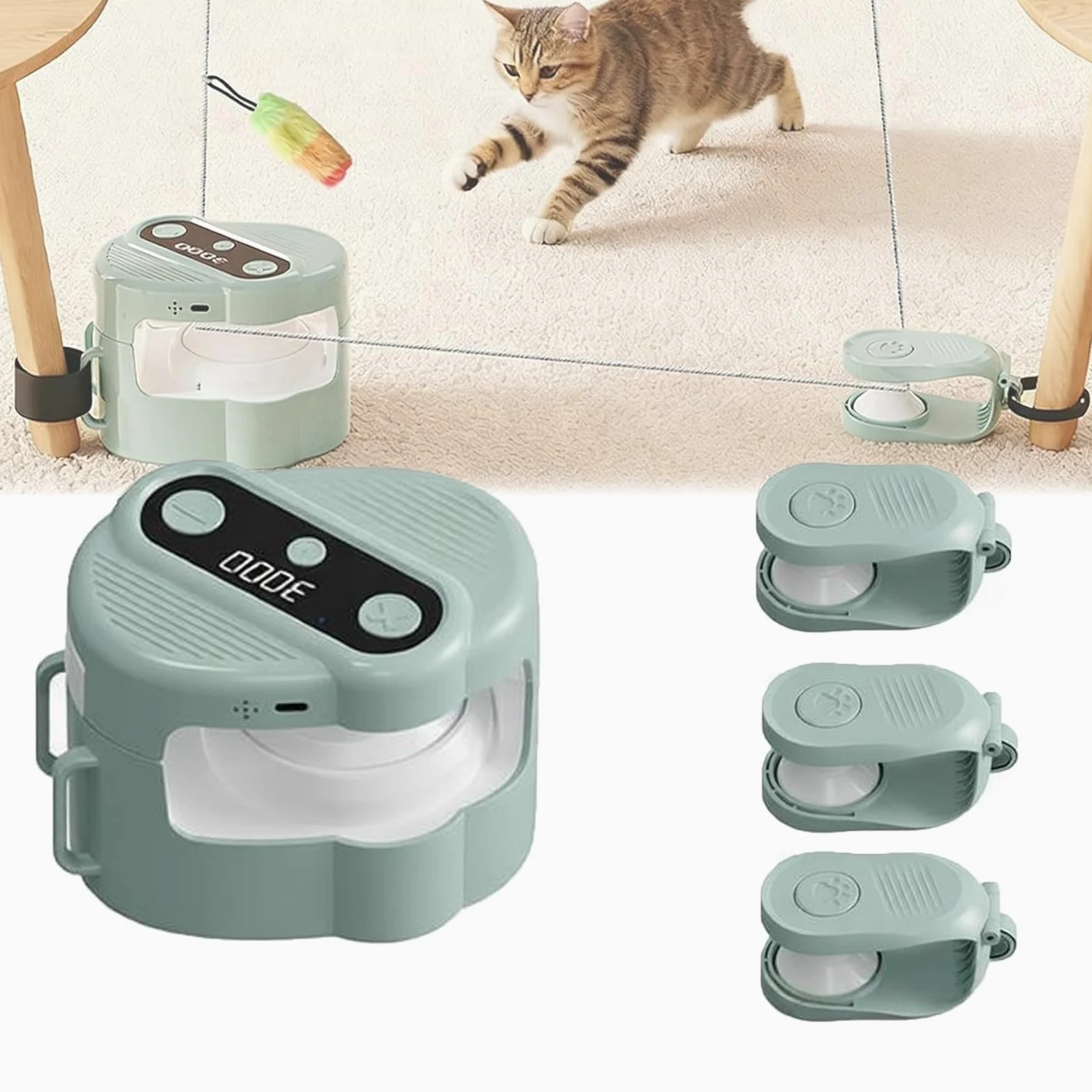 Juguete interactivo para gatos con control remoto, 2 modos de fijación y 4 ajustes de velocidad, juguete de persecución duradero para gatitos, cachorros, ejercicio en interiores y caza