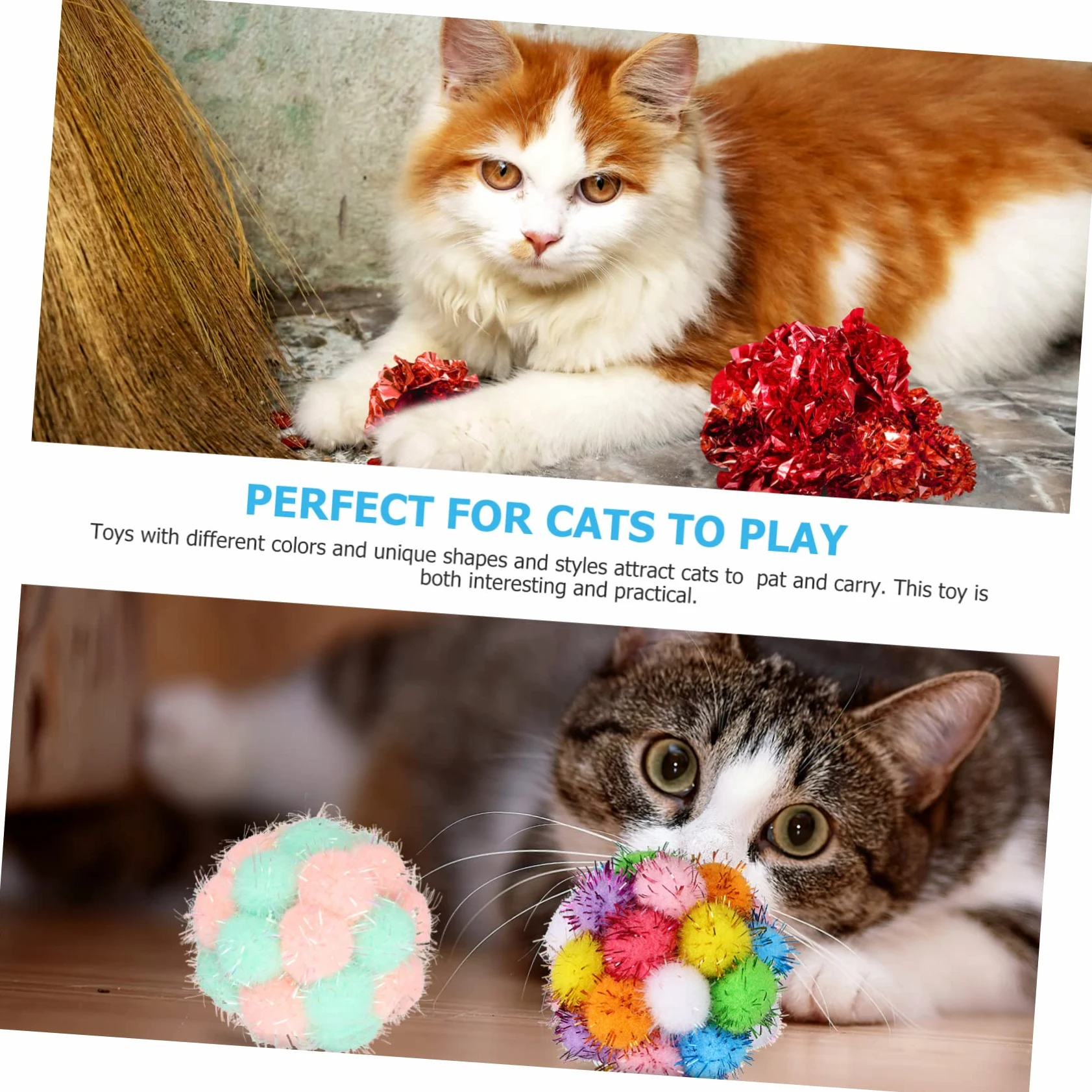 SUPVOX 100piezas Interactivas De Gato De Bolas De Crinkle Coloridas con De Felpa para Diversión Interiores Juguetes para Gatos y Gatitos Estimula El Ejercicio y Combate El Aburrimiento