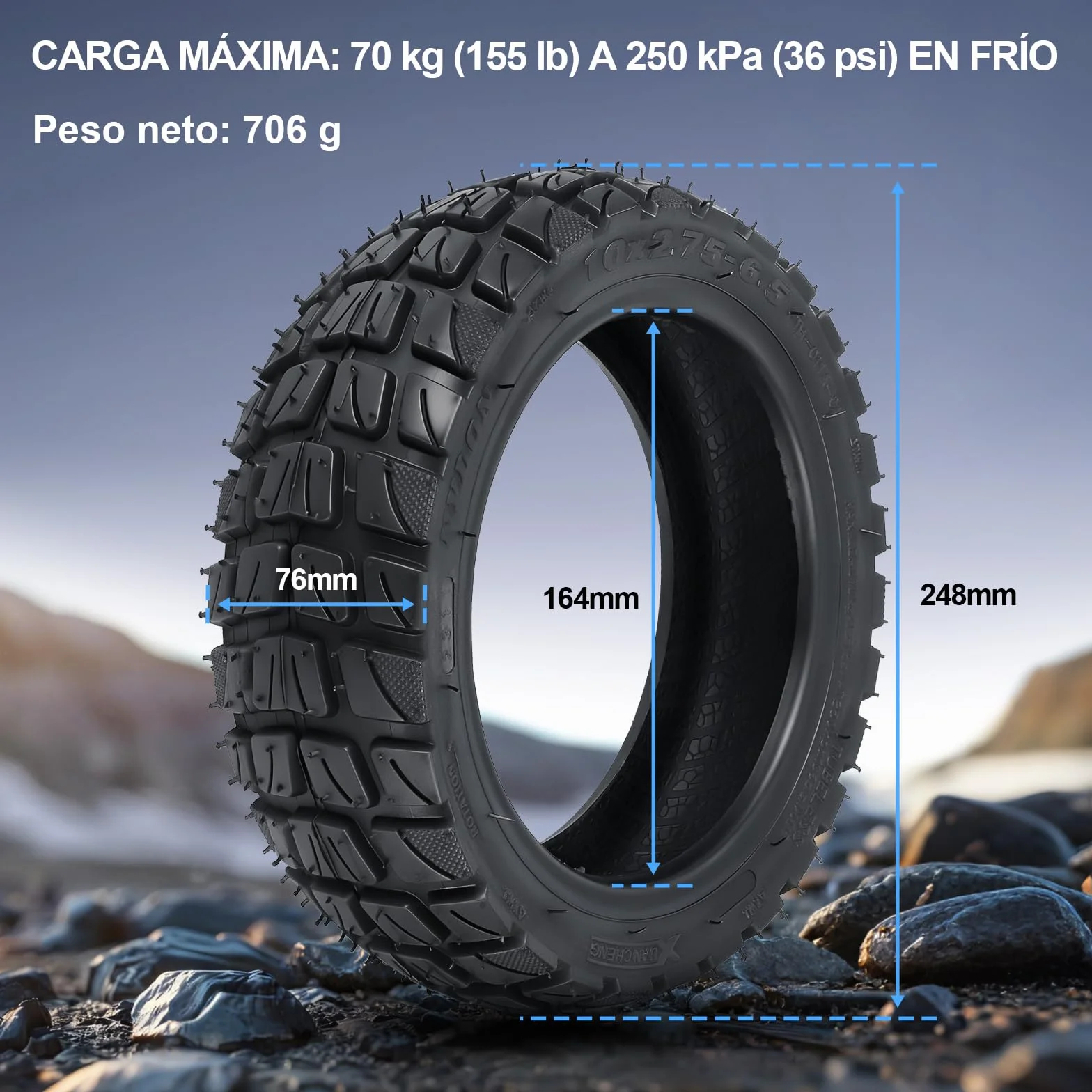Neumáticos Off-Road Tubeless 10x2,7-6,5 para Smartgyro Speedway, Dualtron 3, KuKirin G3