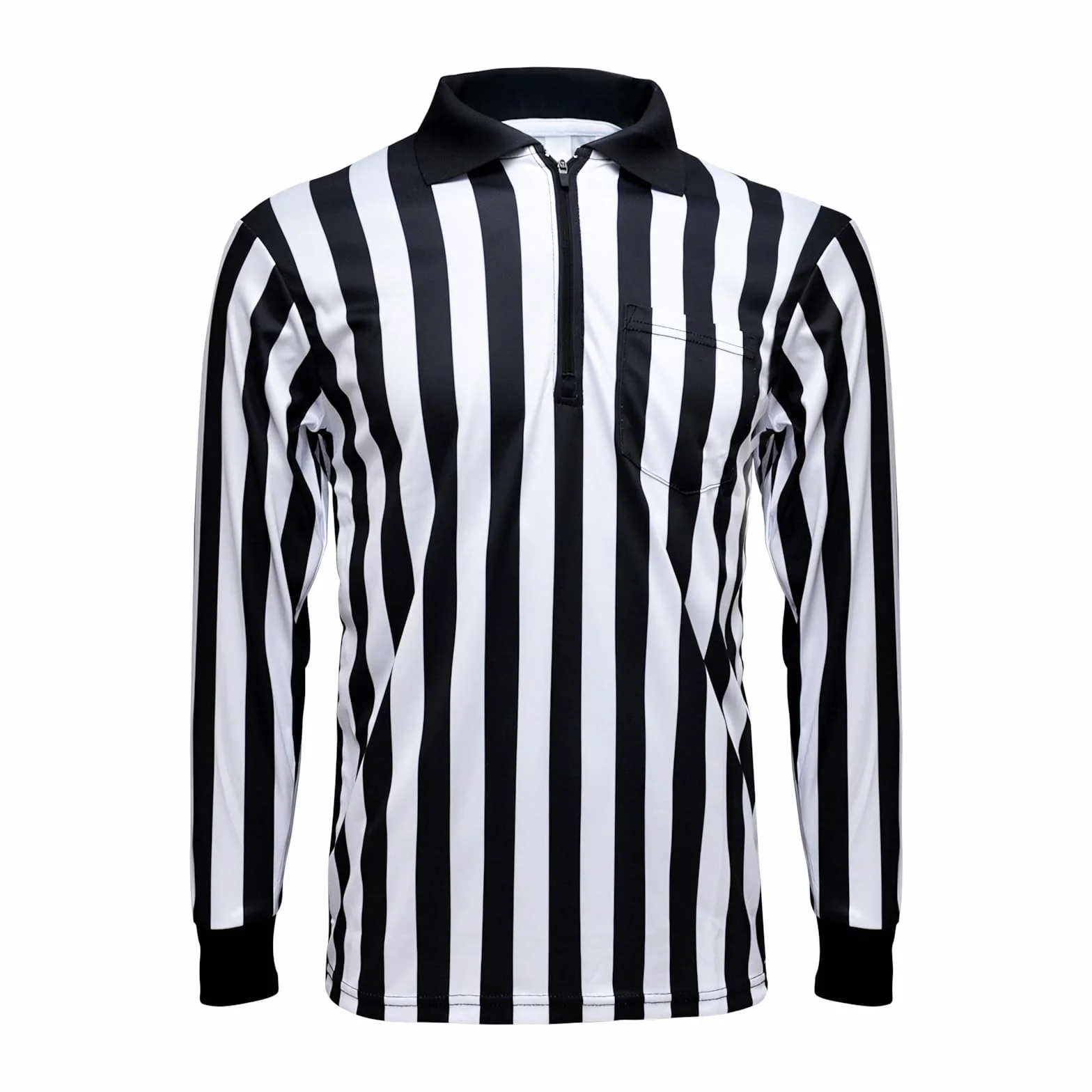 TopTie Camiseta árbitro Manga Larga Deporte Ropa Cremallera 1/4 Rayas Negras y Blancas