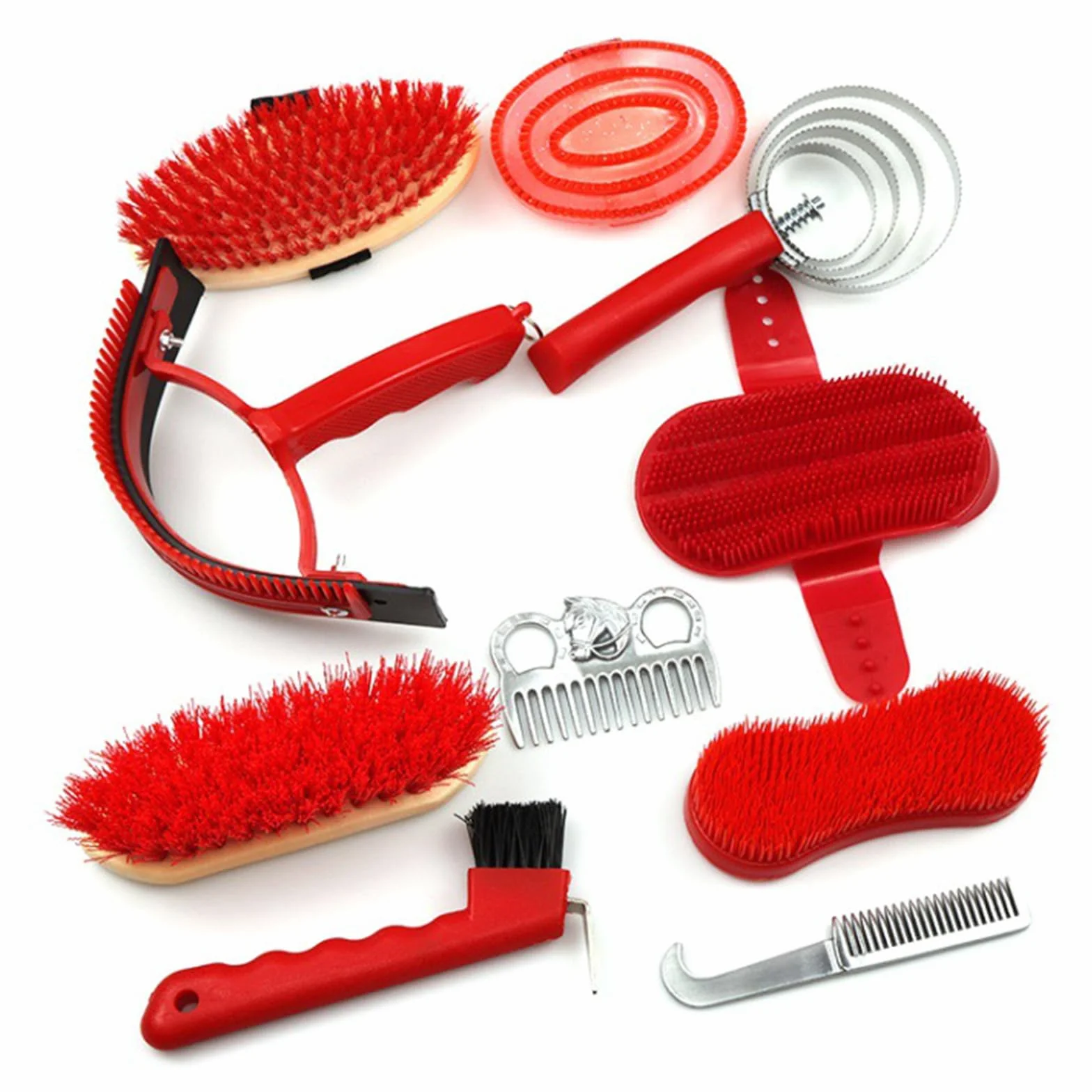 Cepillos Para Caballos, 10PCS Juego De Cuidado De Caballos Juego De Cuidado De Cepillos Kit De Cuidado De Caballos Limpieza De Caballos Cepillo Ecuestre Accesorios Con Bolsa De Almacenamiento