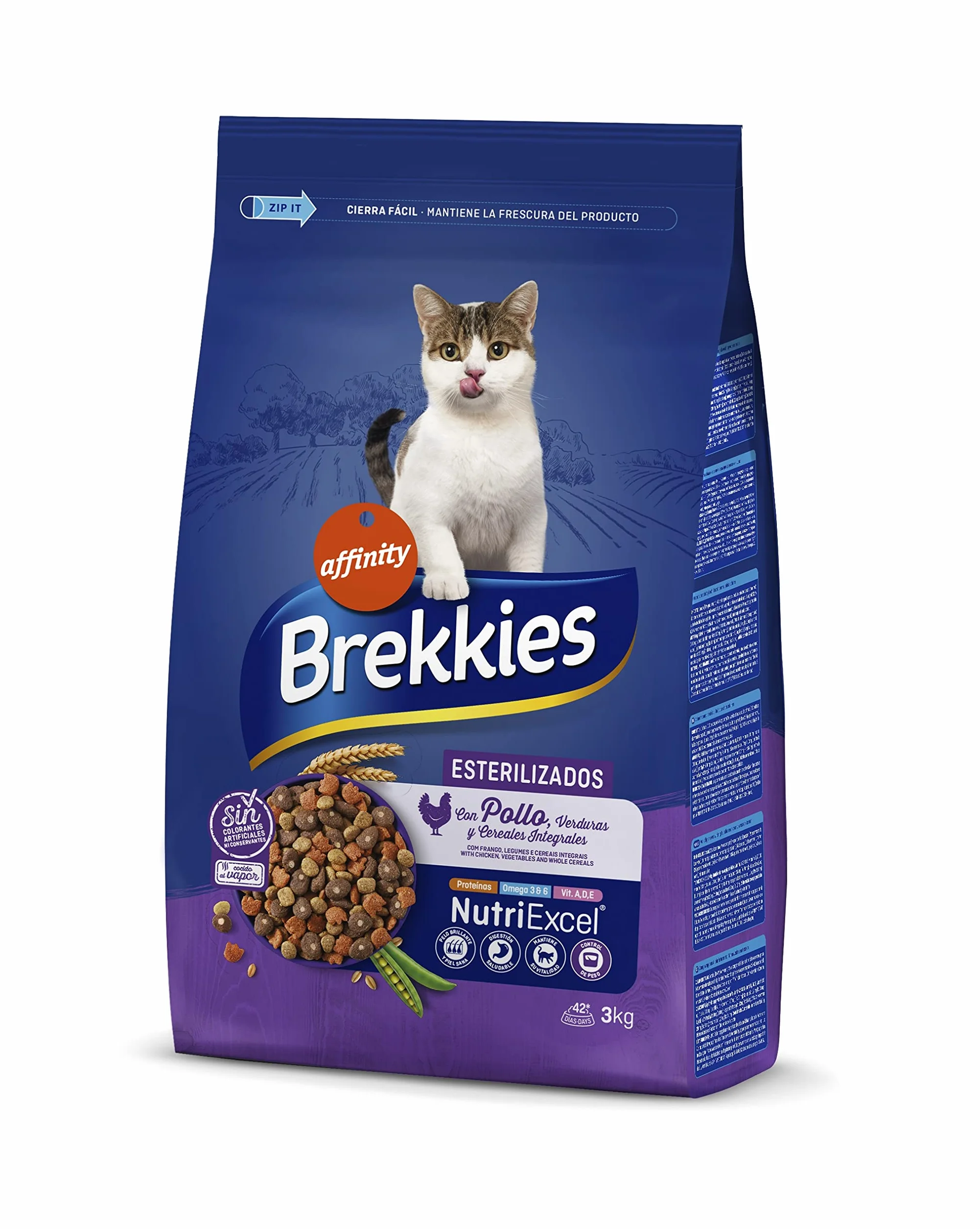 Brekkies Pienso para Gatos Gatos Esterilizados con Pollo y Verduras - 3000 gr