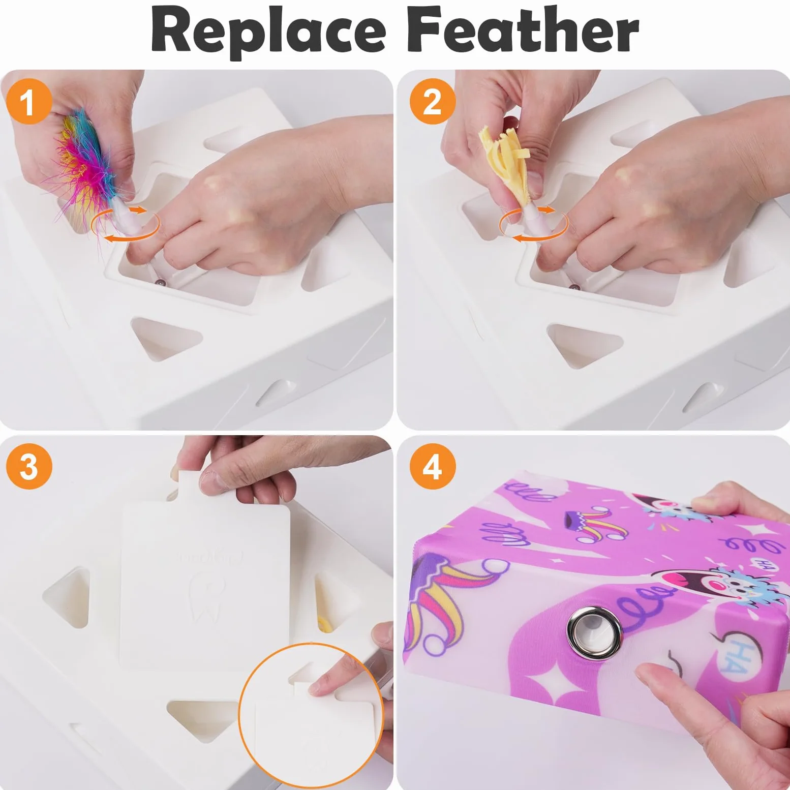Migipaws Juguete interactivo para gatos blancos con bolsa de tela morada, juego de persecución de ratones alimentado por IA, sensor inteligente, recargable, duradero y divertido de pelota de bricolaje