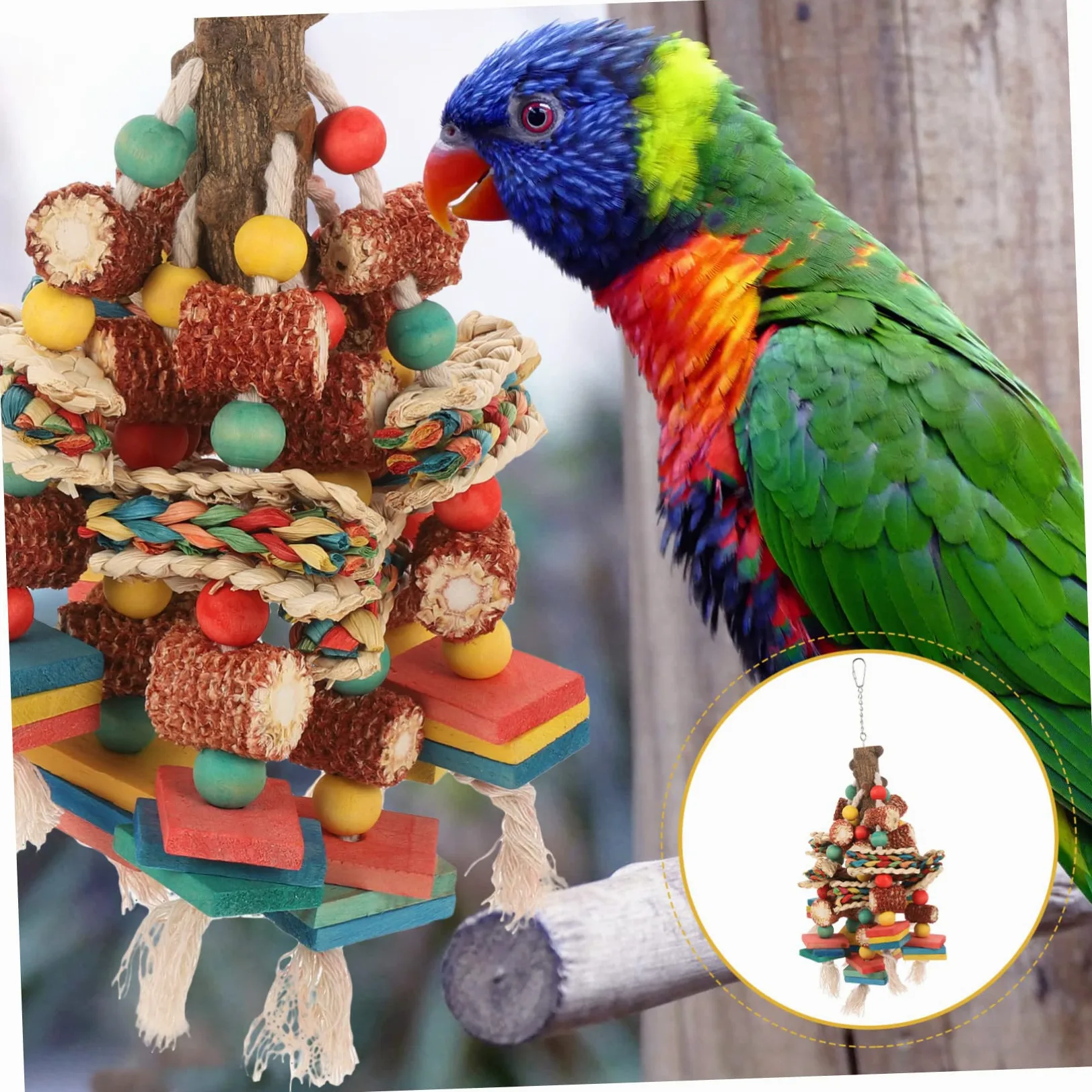 minkissy Juguete masticable para loro, juguete para masticar pájaros, juguete para pájaros pequeños, juguete interesante para cacatúas, juguete de loro para pájaros grandes, juguete de jaula de