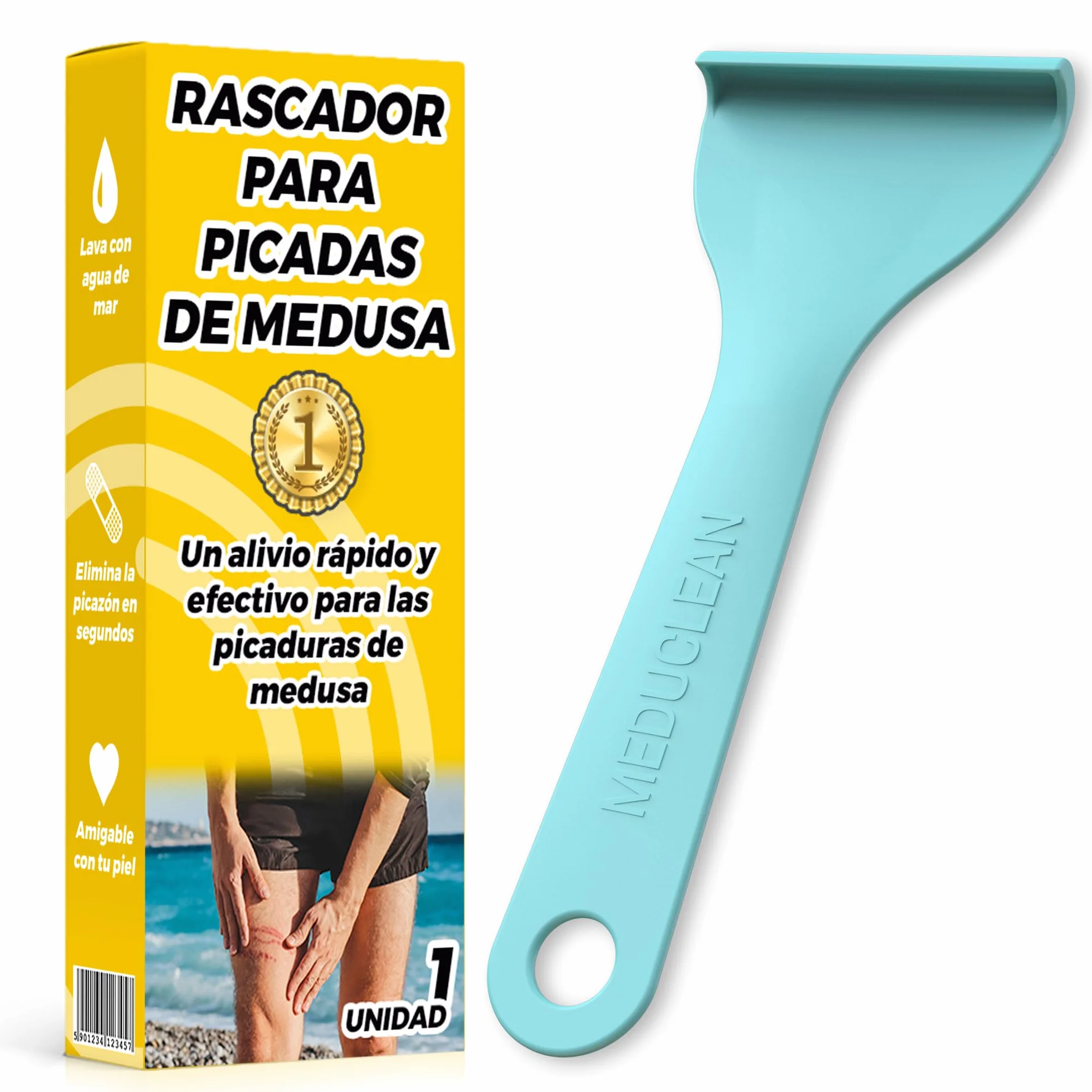 Meduclean - Alivio Picaduras de Medusa – Dispositivo para Retirar Filamentos Urticantes – Rápido y Natural – Sin Químicos – Seguro para Niños y Adultos – Ideal para Playa y Actividades Acuáticas (1)