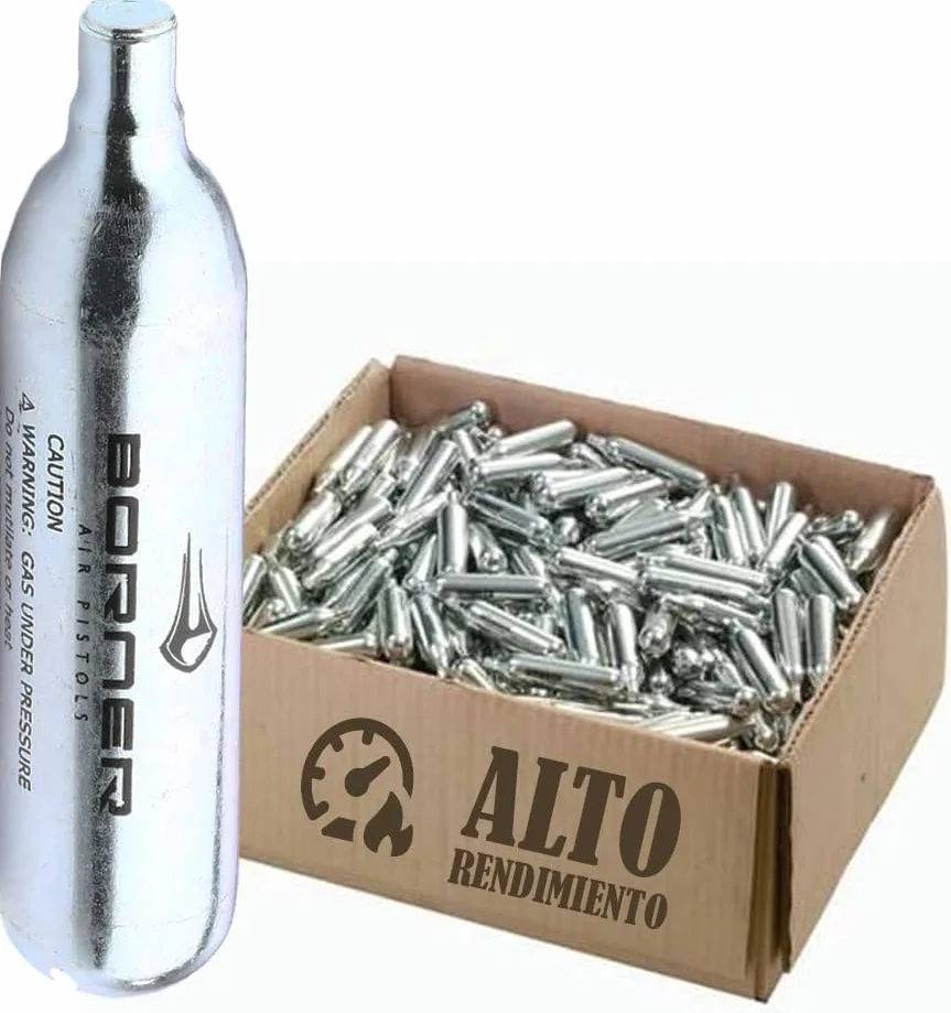 Bombonas de CO2 Alto Rendimiento 12 gr para Armas Airsoft Pistolas Balines 50 uds