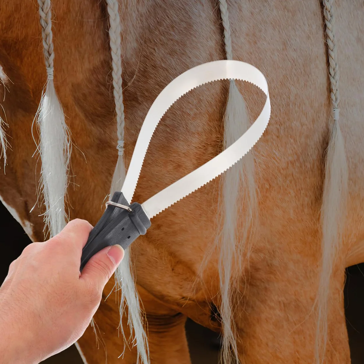 SUPVOX Cepillo De Pelo De Caballo De Acero Inoxidable Con Mango De Plástico Herramienta De Aseo Raspador Para Caballos Y Ideal Para Eliminar Pelo Suelto 11.8X3.7X0.6 Pulgadas