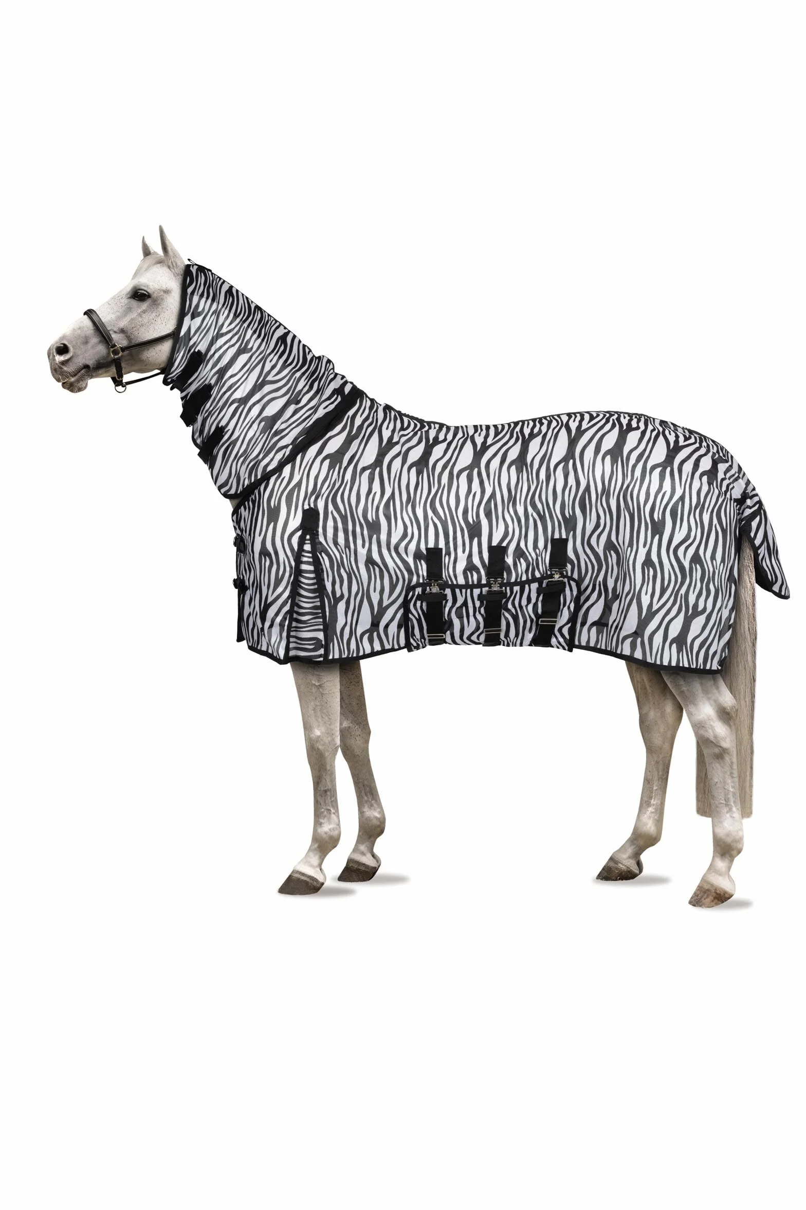 Horze Caballos Defender - Manta antimoscas con parte abdominal, protector de cuello y cola, protección contra insectos y protección UV