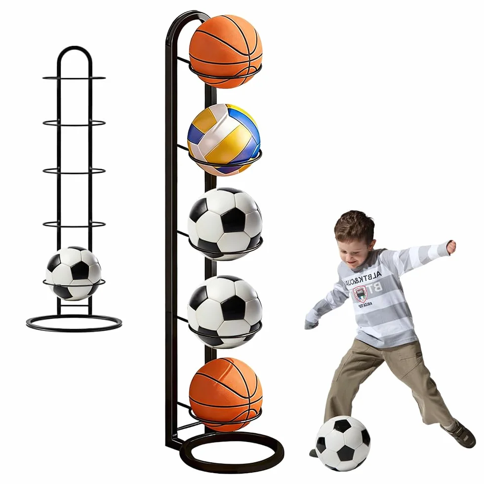 Soporte Vertical para Pelotas de Fútbol, Estante de Almacenamiento de 5 Niveles, Extraíble
