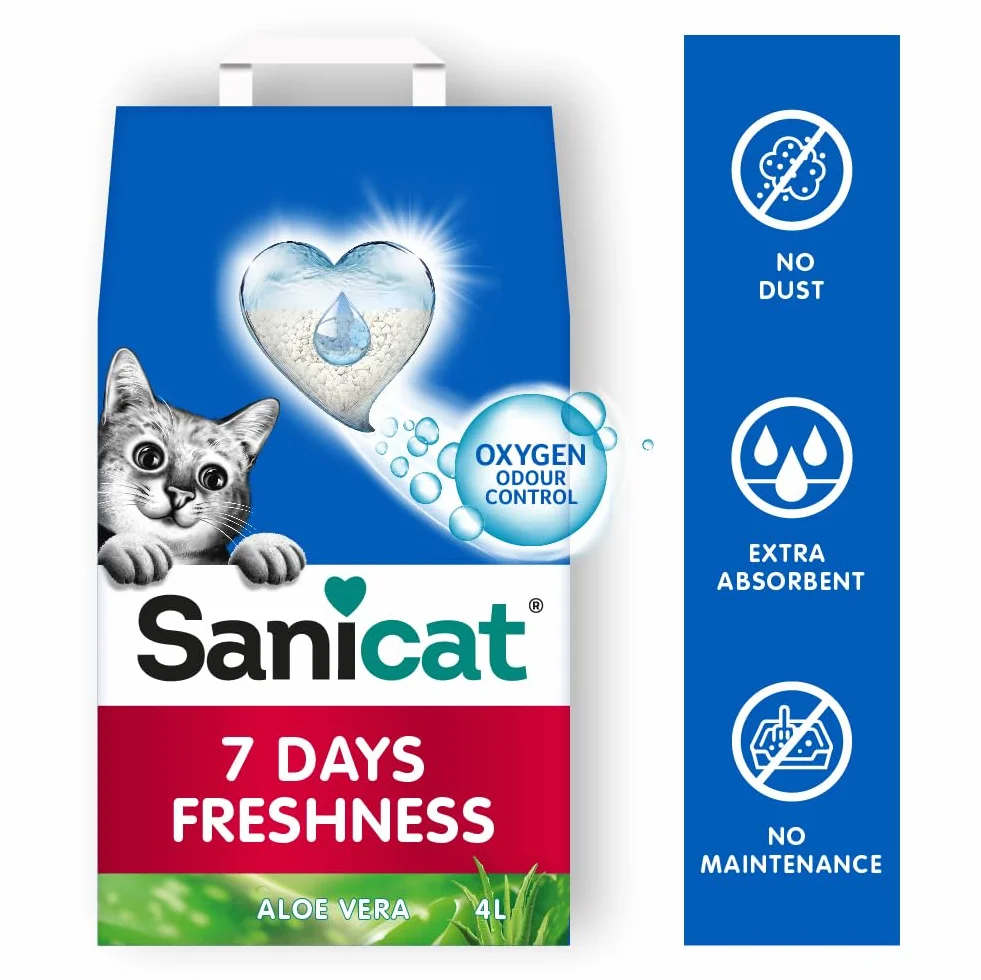 Sanicat - Arena para Gatos Classic con Aloe Vera | Controla el Olor Durante 7 días | Absorción rápida | Producto higiene de tu Mascota | 4L de Capacidad