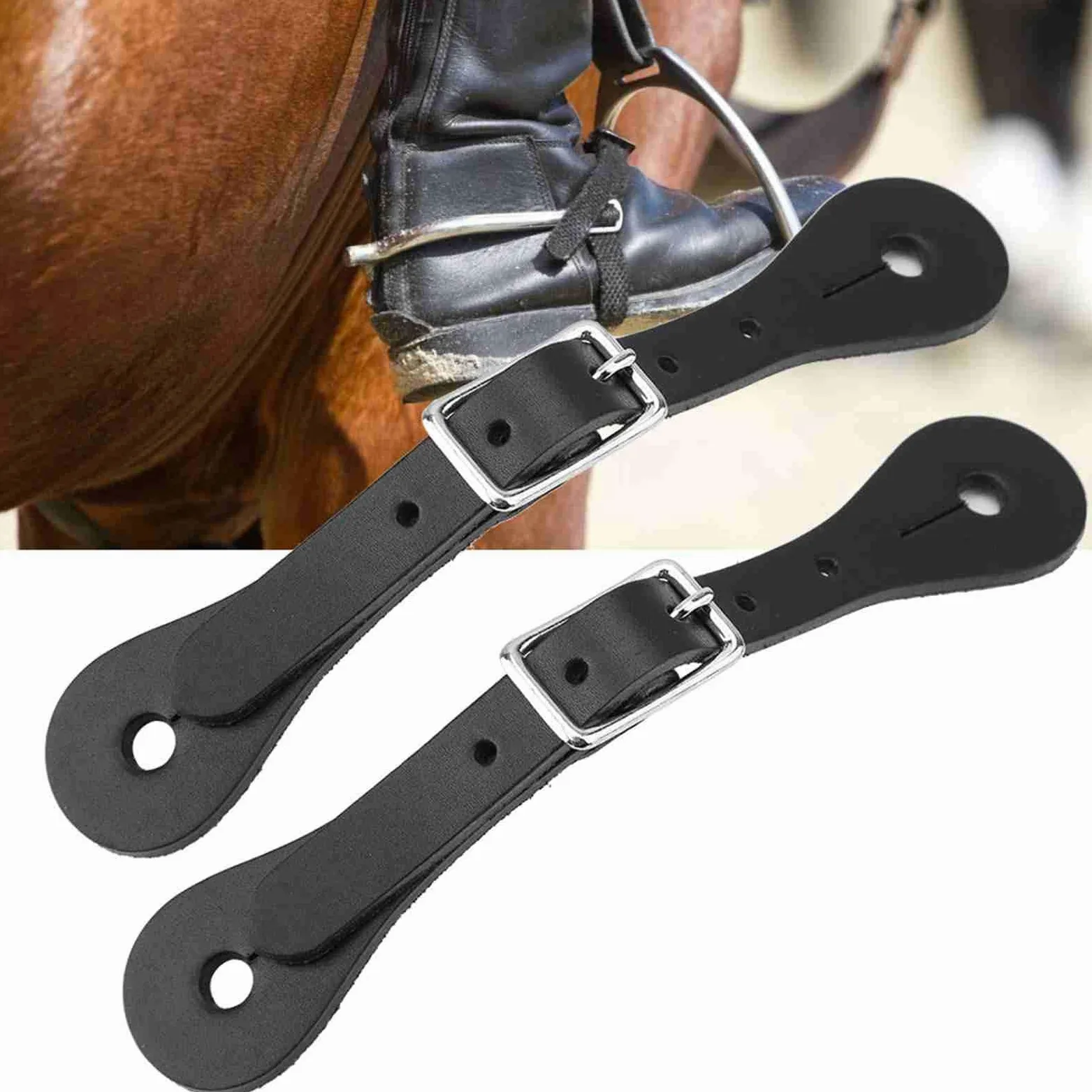 Correas ecuestres de cuero auténtico hechas a mano, 1 par de accesorios de equitación