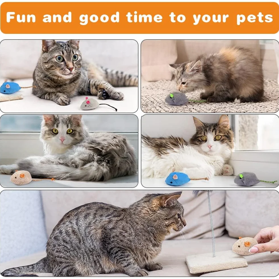 Catnip Mouse Toys, 24PCS Juguetes de Hierba Gatera para Gatos, Mini Juguete de Peluche para Masticar Hierba Gatera, Juguete para Patear, Jugar e Interactuar en Interiores (Multicolor)
