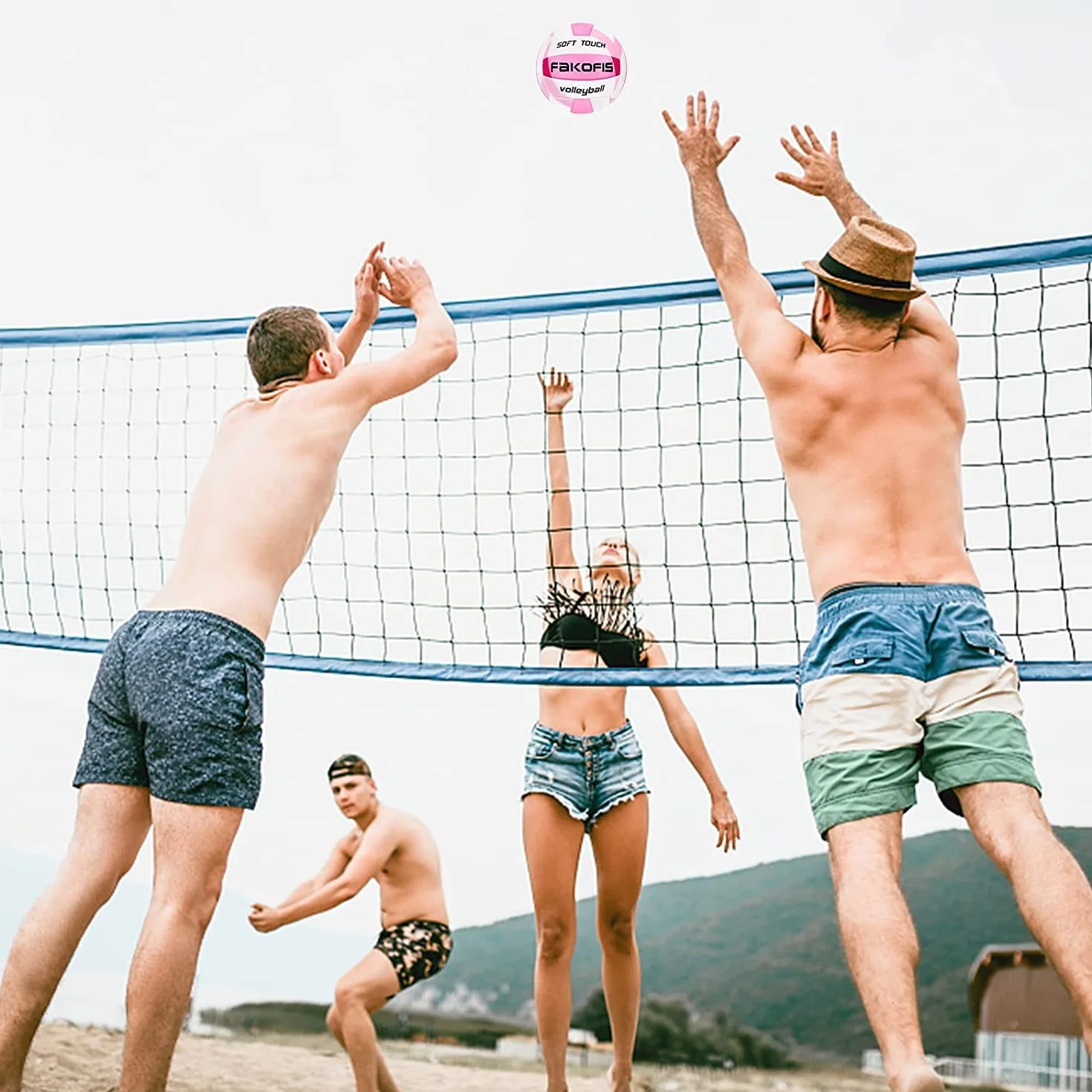 Balón de voleibol playa tamaño oficial 5 rosa para adultos interior exterior