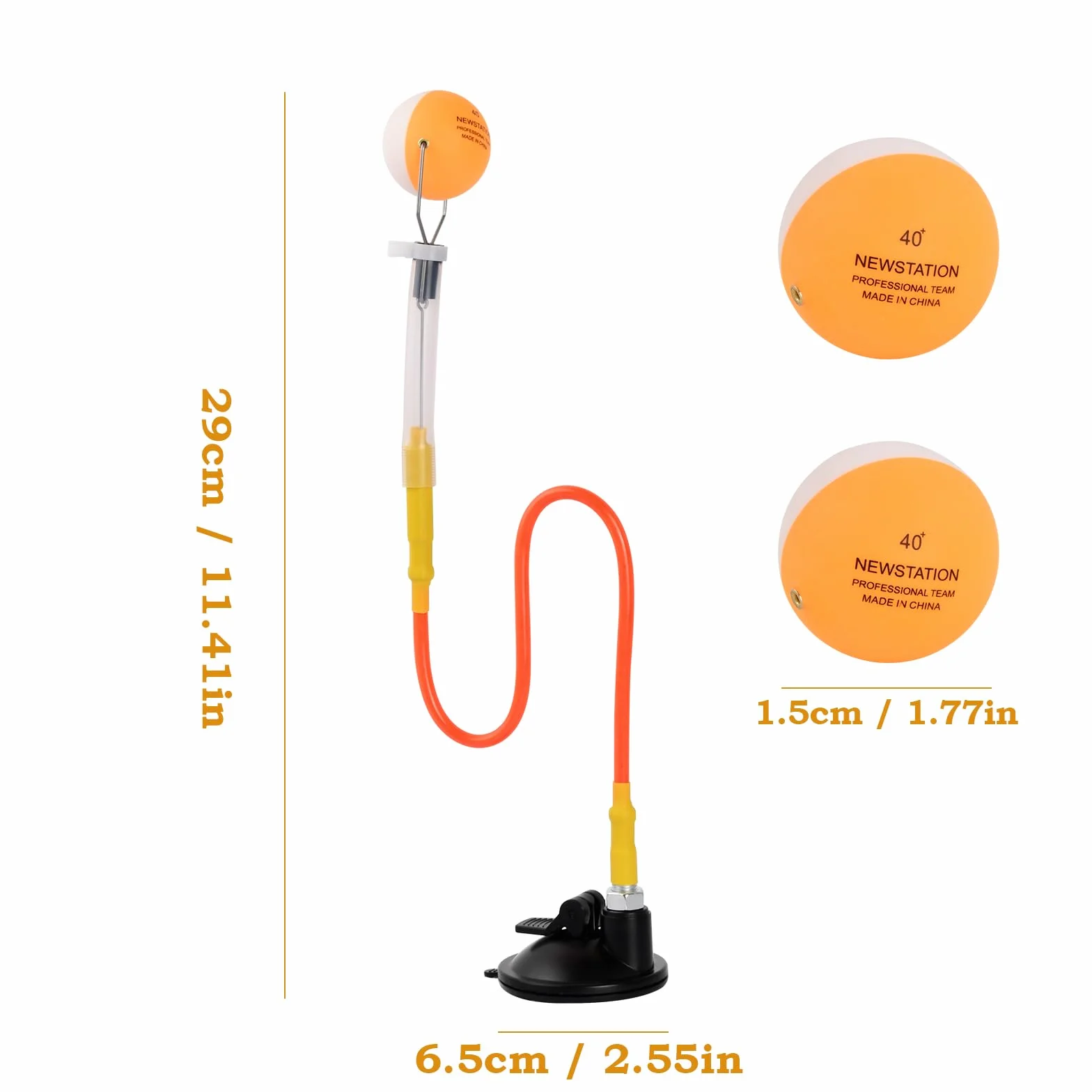 Entrenador de Tenis de Mesa PVC con Ventosa, Sistema de Rebote Ajustable, Robot de Entrenamiento con 2 Pelotas