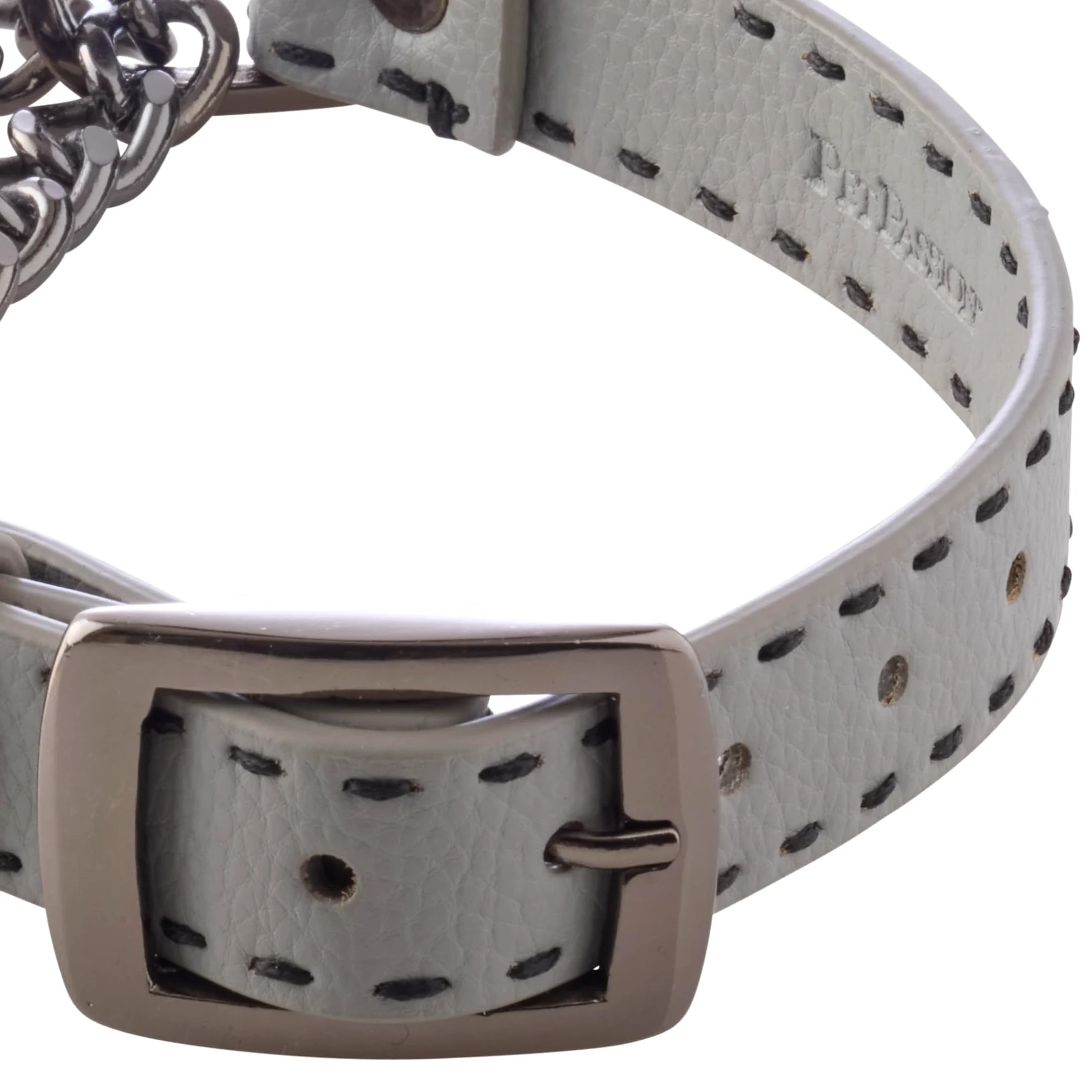 Pet Passion Rein - Collar Ajustable de Cuero Vegano Martingale sin tirones para Entrenamiento de Mascotas, para Cachorros, Perros pequeños, medianos y Grandes, Gris, Grande