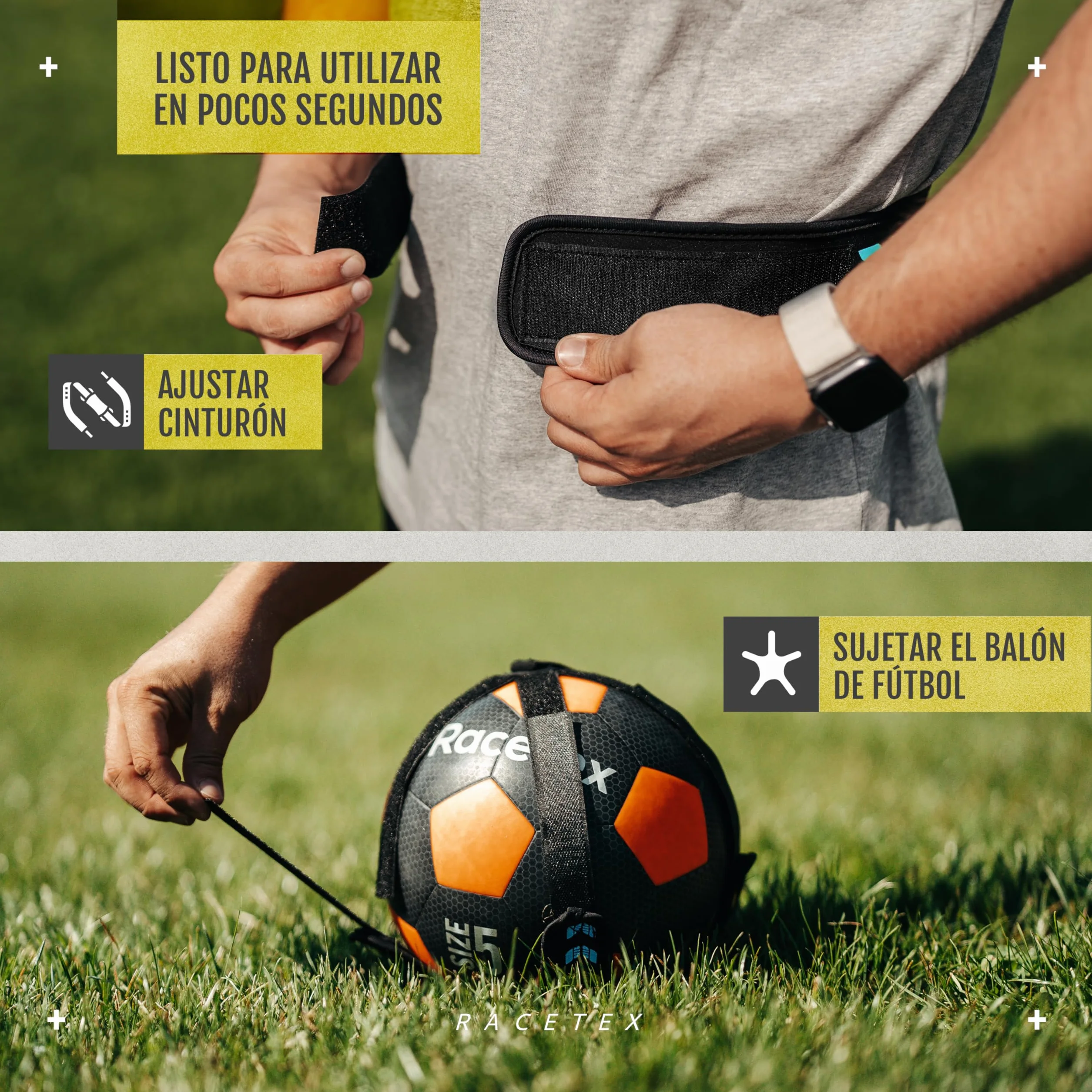 Racetex Cinturón Entrenamiento Niño Longitud Regulable Accesorios Fútbol para Futbolistas Regalo Entrenador Fútbol Niños Football Training Belt